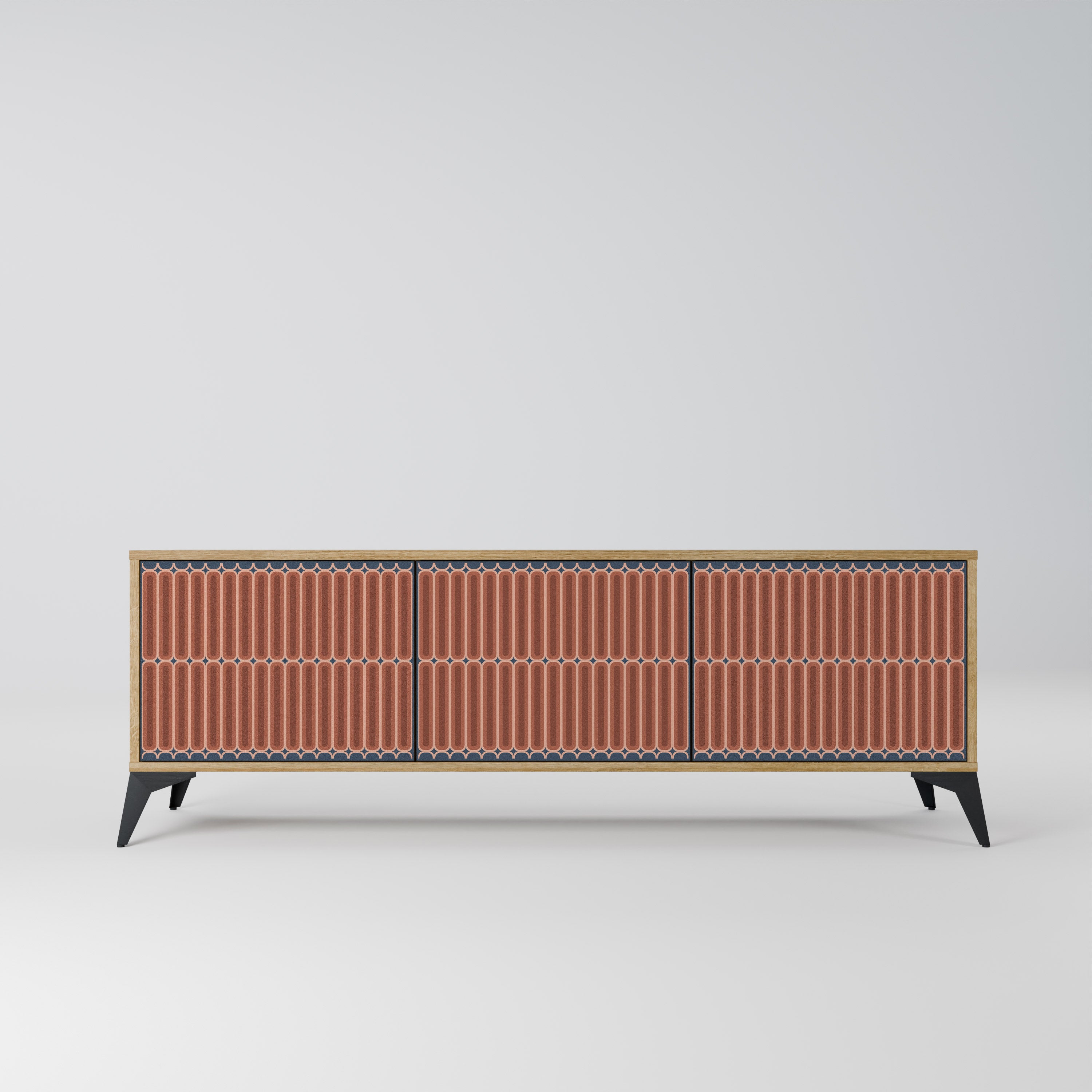 Mueble de TV de 3 puertas HYPNOTIC GATE con efecto roble