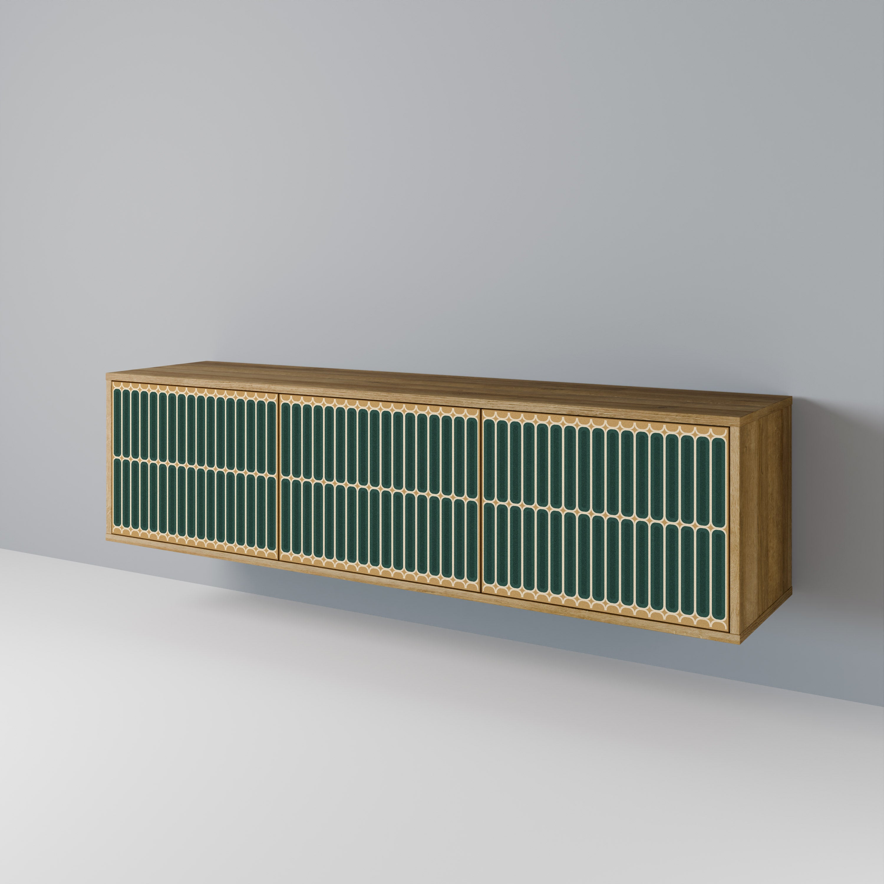Mueble de TV ILUSION GATE de 3 puertas con efecto roble