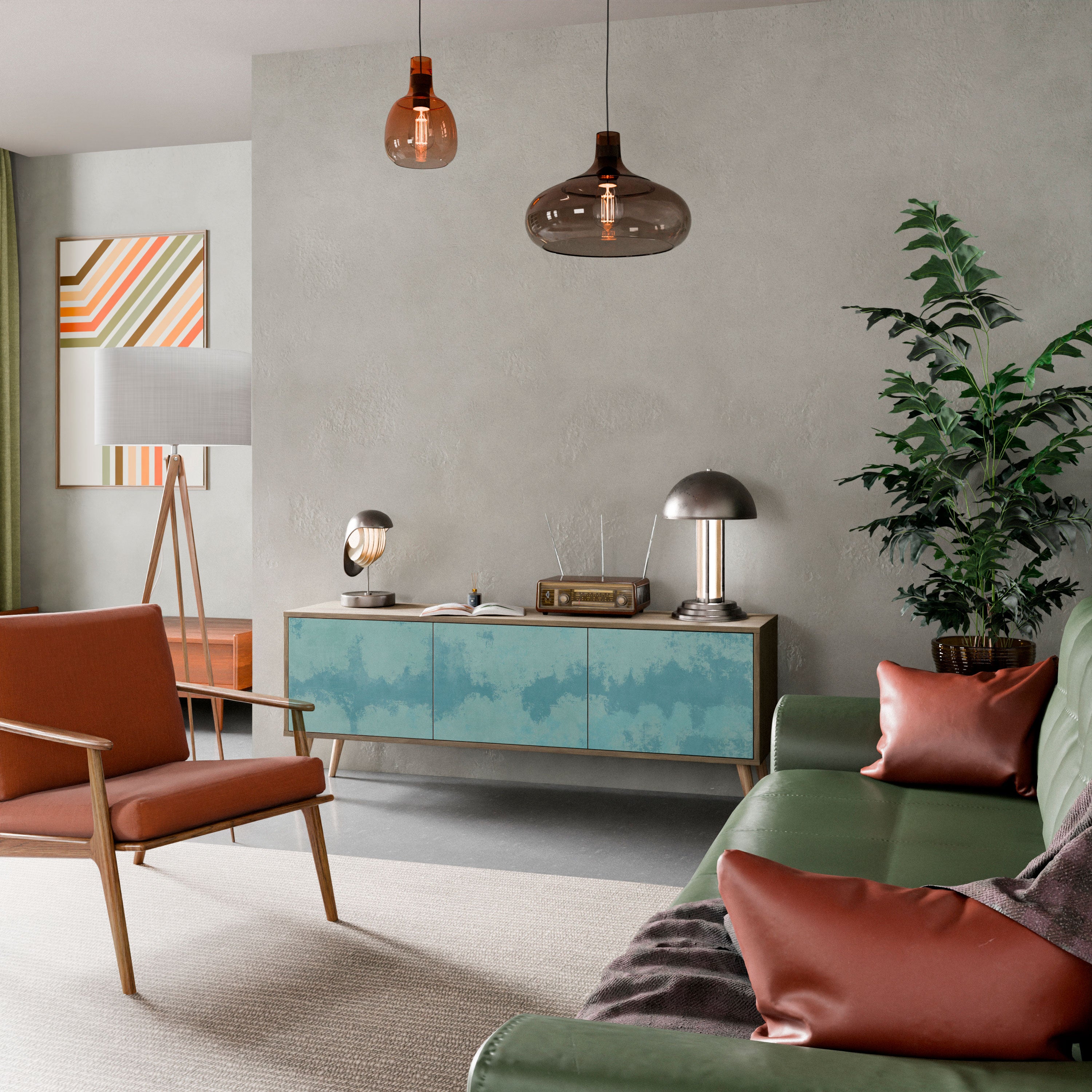 Mueble de TV SKY WASH de 3 puertas con efecto roble