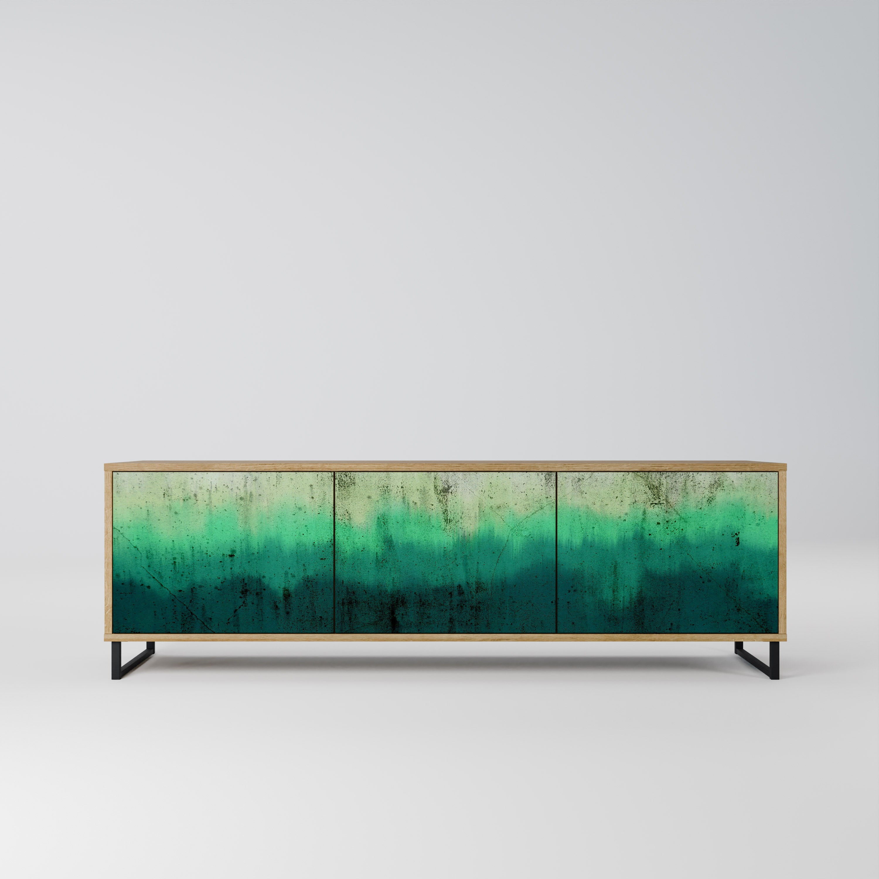 Mueble de TV de 3 puertas NORTHERN LIGHTS con efecto roble