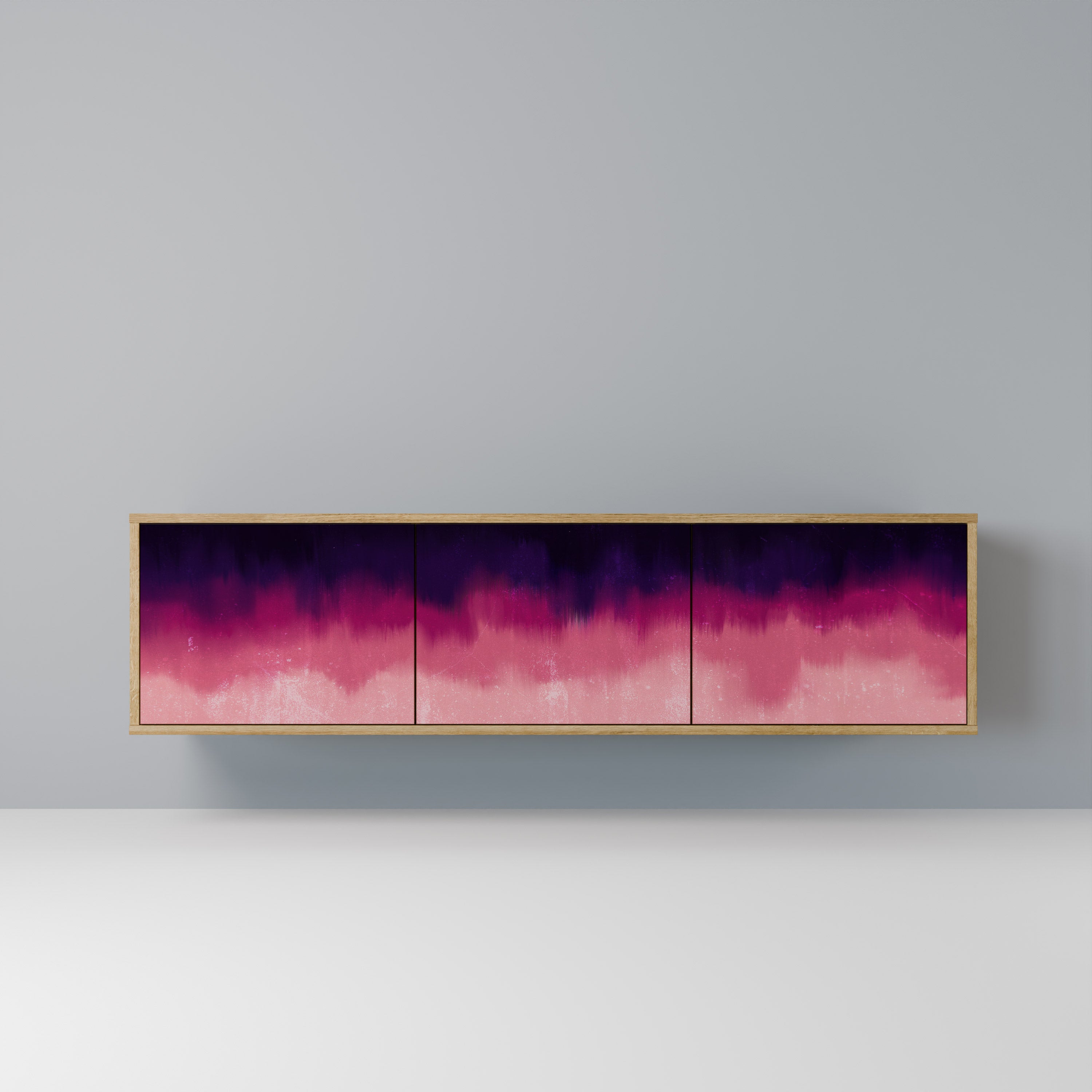 Mueble de TV de 3 puertas AURORA BOREALIS efecto roble