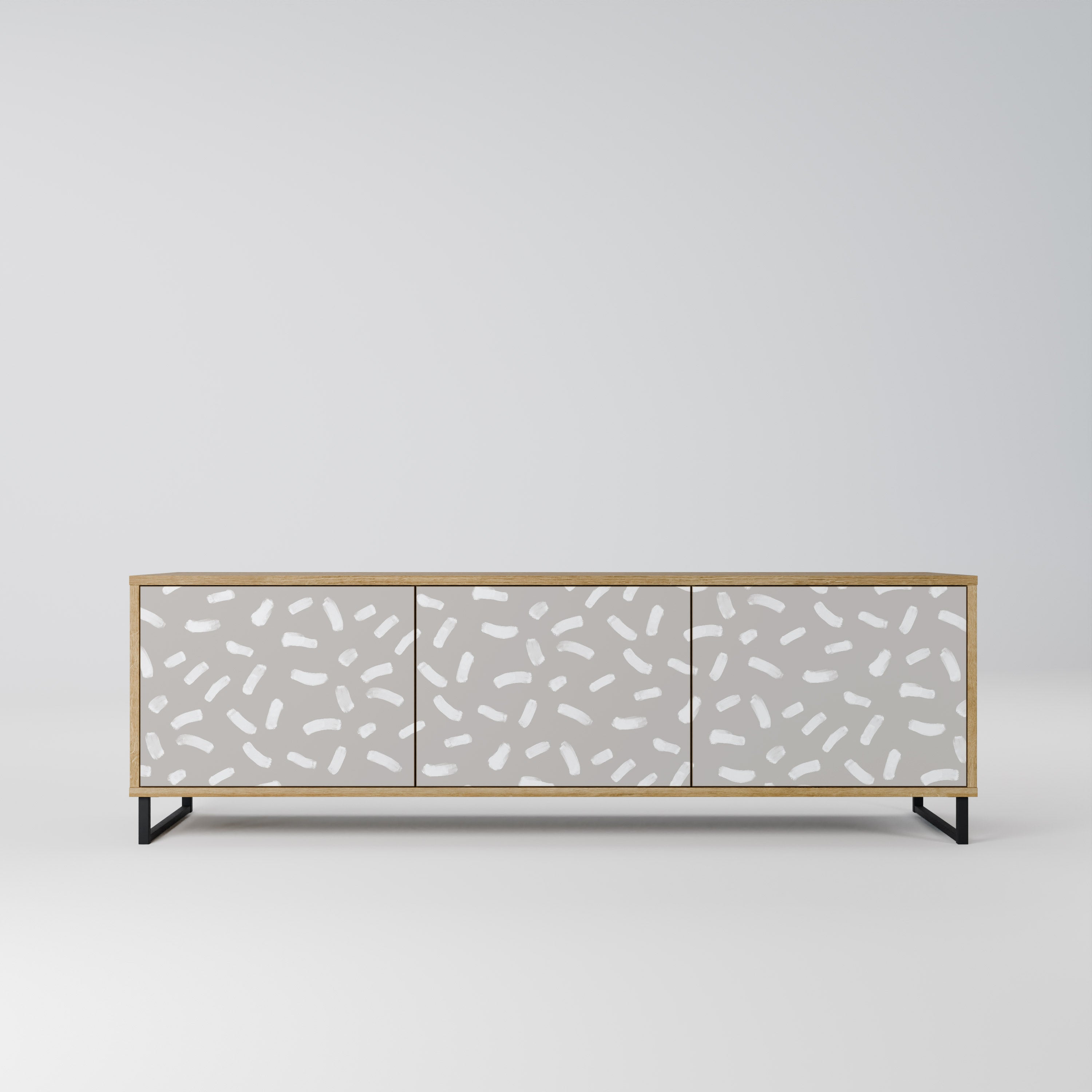 PASSING SECONDS Mueble de TV de 3 puertas con efecto roble