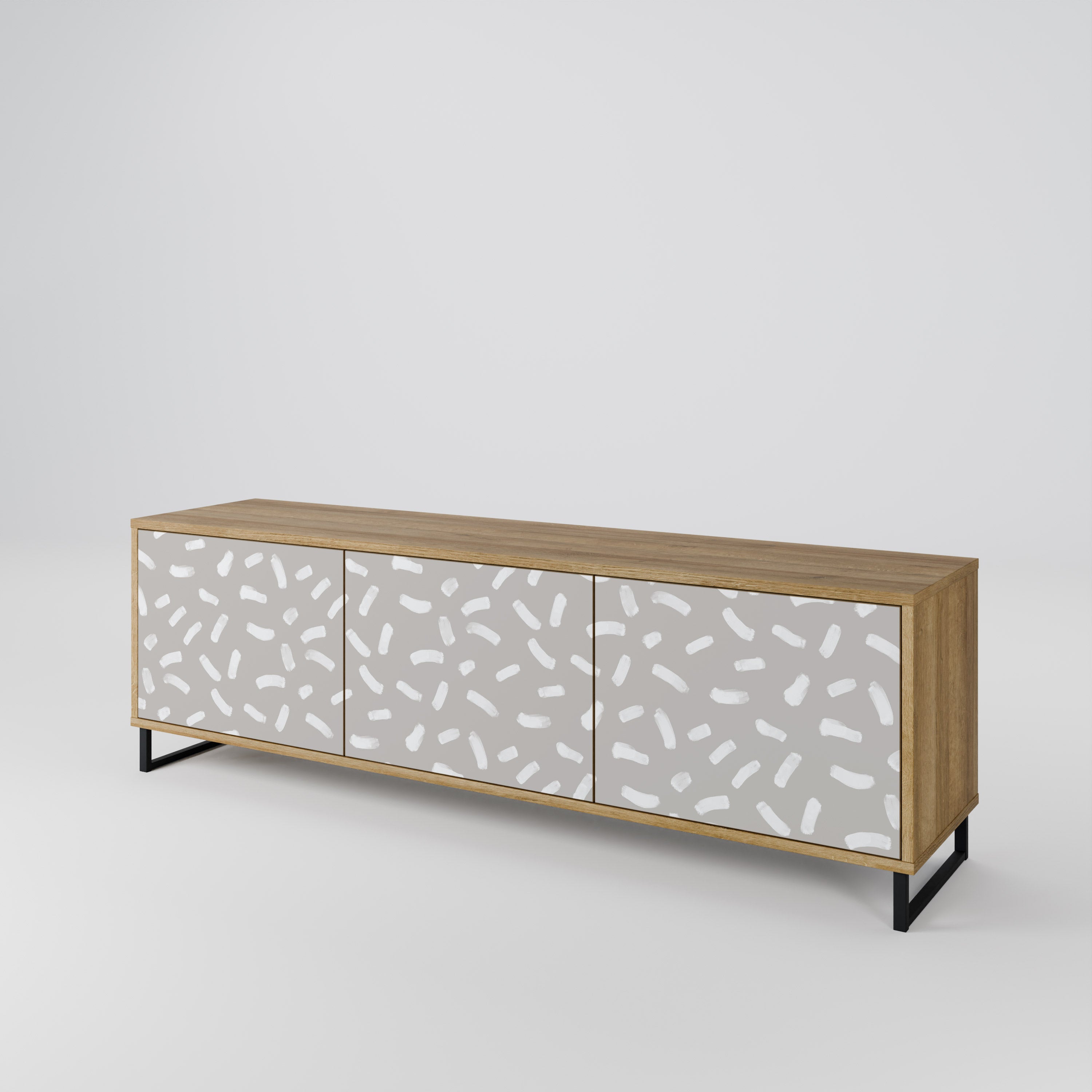 PASSING SECONDS Mueble de TV de 3 puertas con efecto roble
