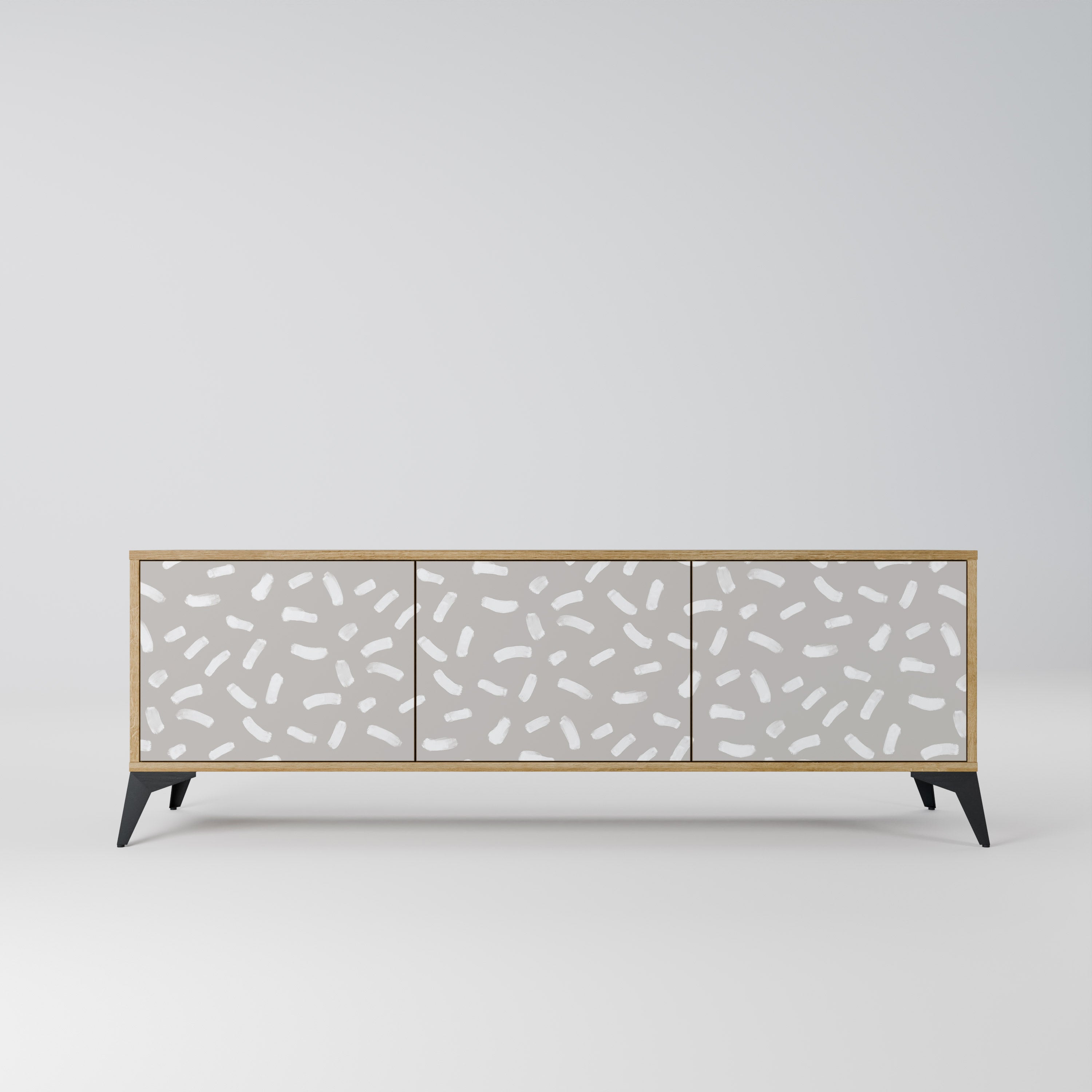 PASSING SECONDS Mueble de TV de 3 puertas con efecto roble