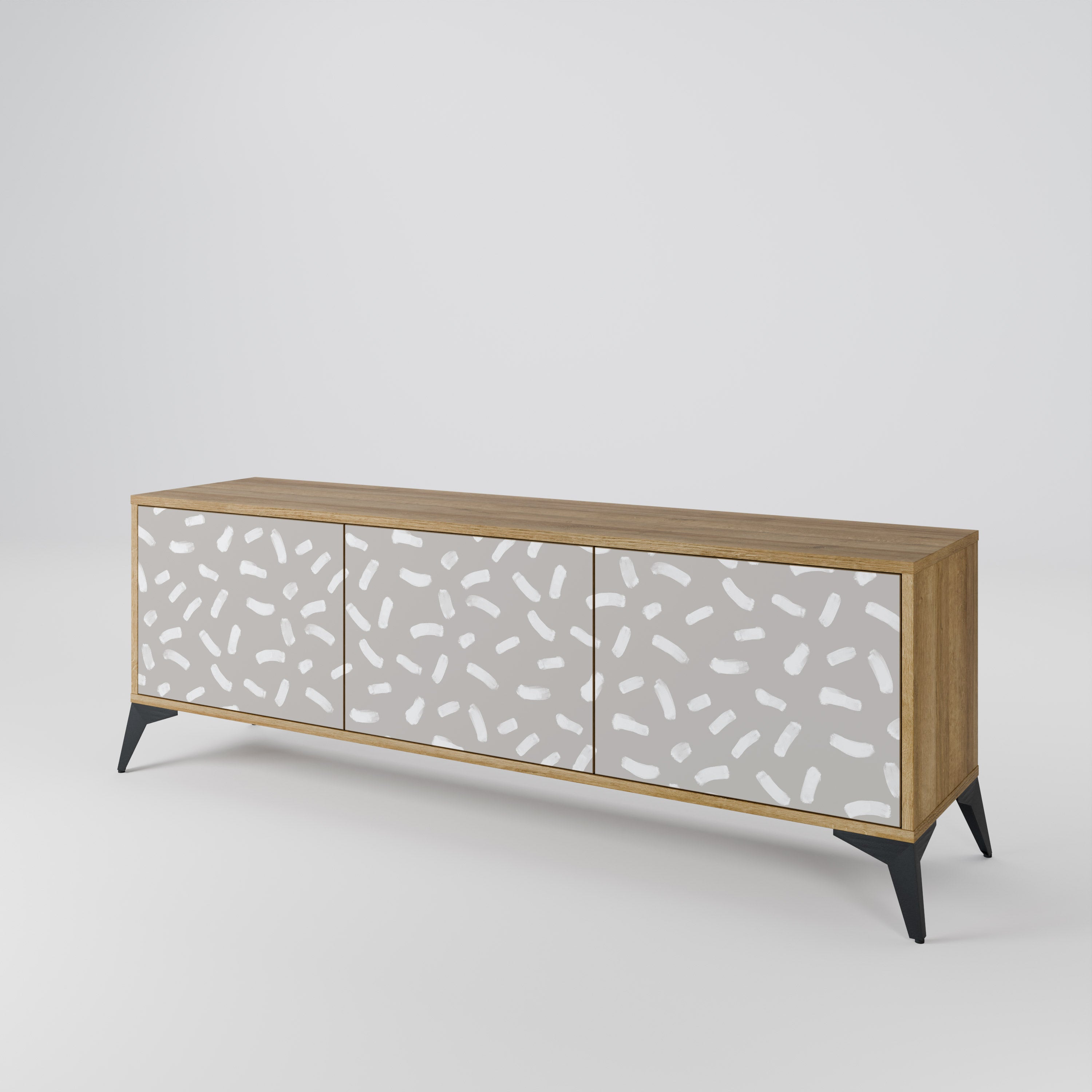 PASSING SECONDS Mueble de TV de 3 puertas con efecto roble