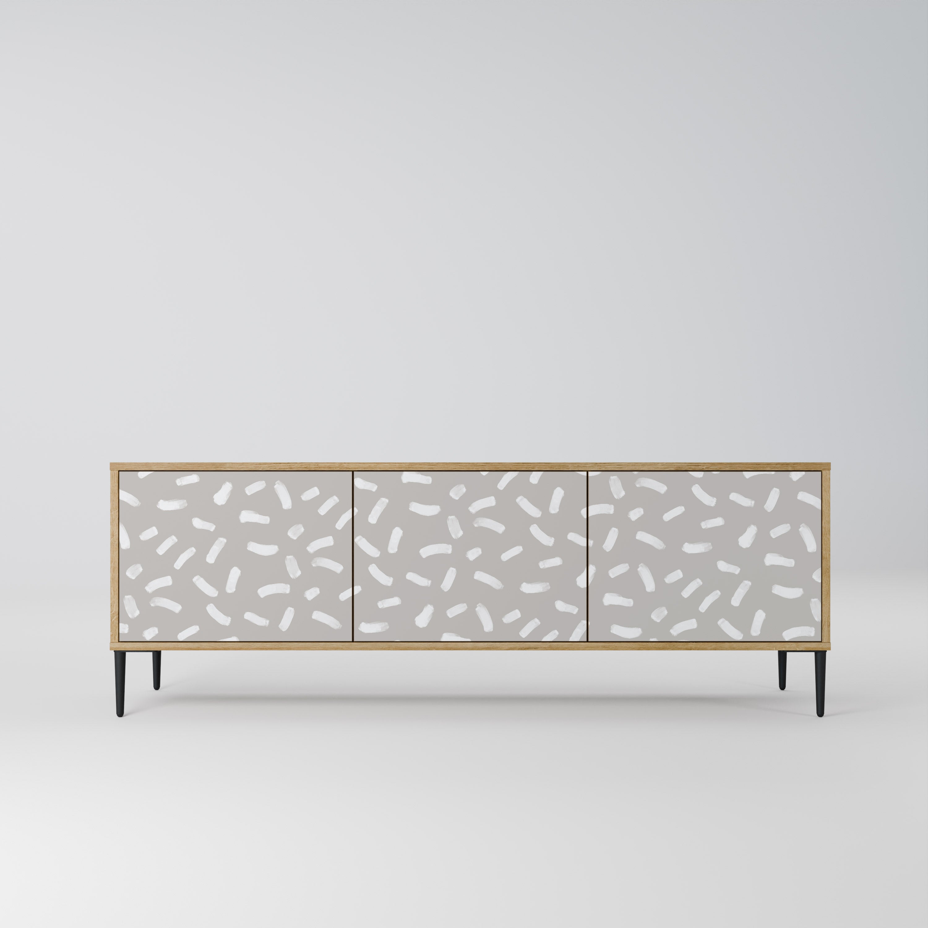 PASSING SECONDS Mueble de TV de 3 puertas con efecto roble