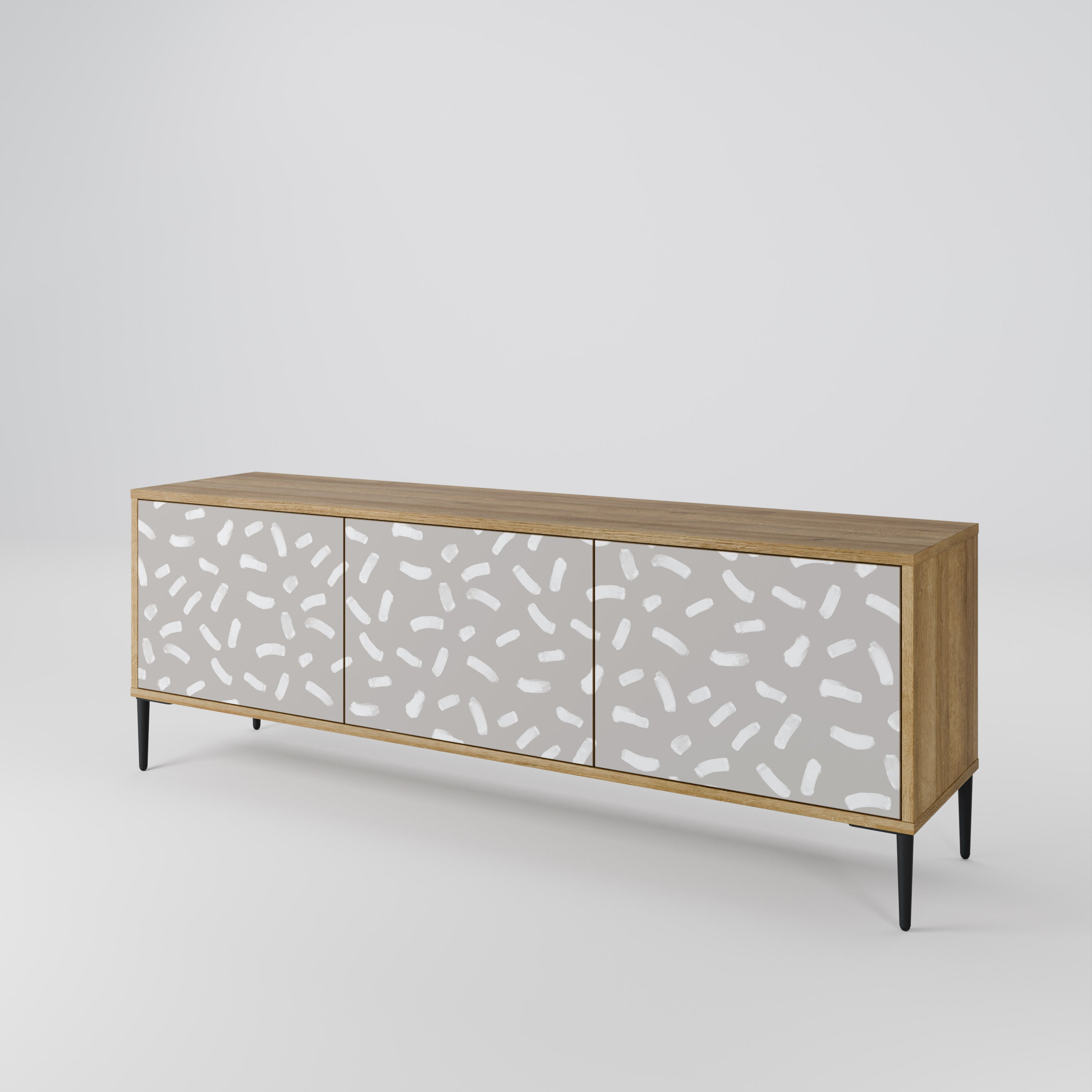 PASSING SECONDS Mueble de TV de 3 puertas con efecto roble