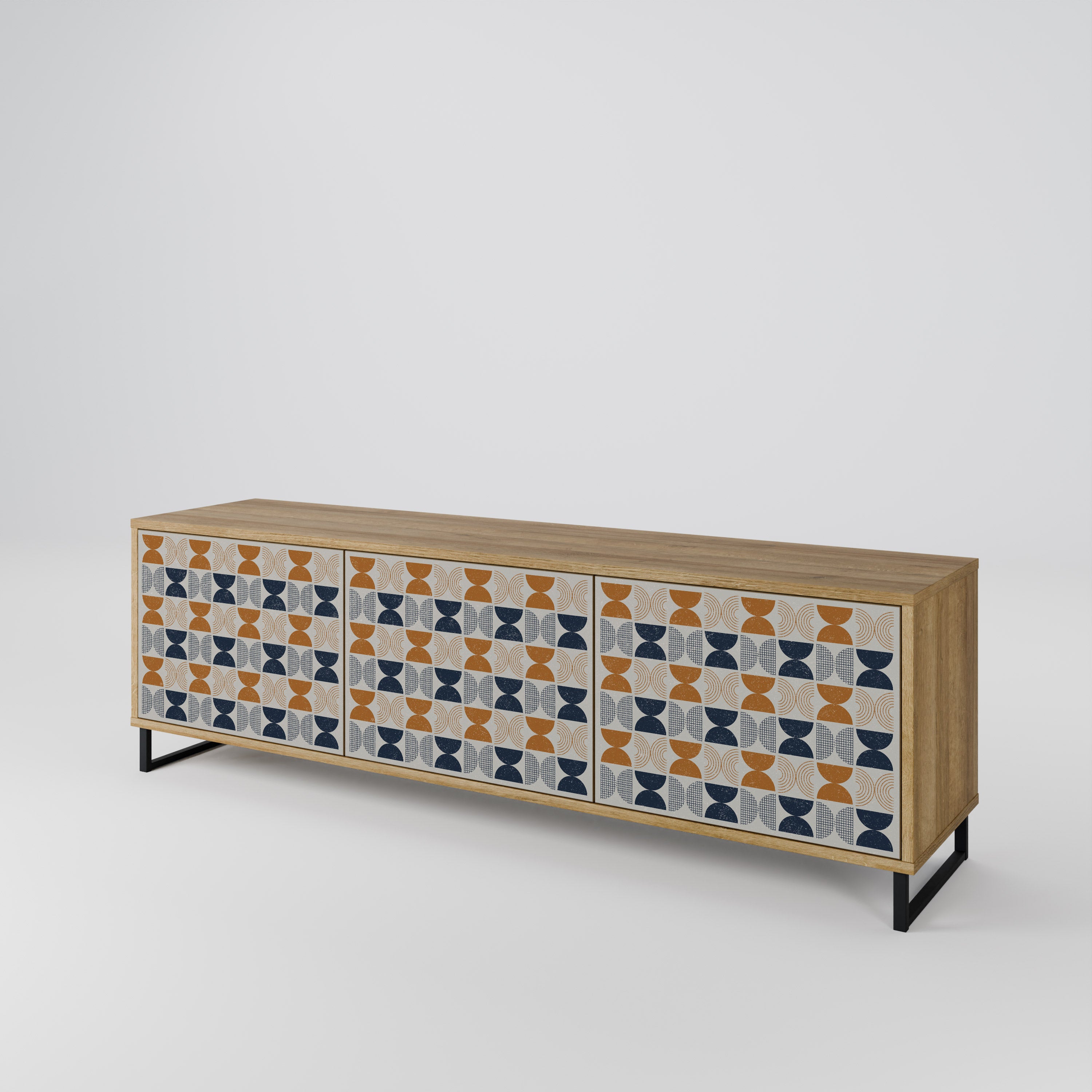 GAMA REFLECTION Mueble de TV de 3 puertas con efecto roble