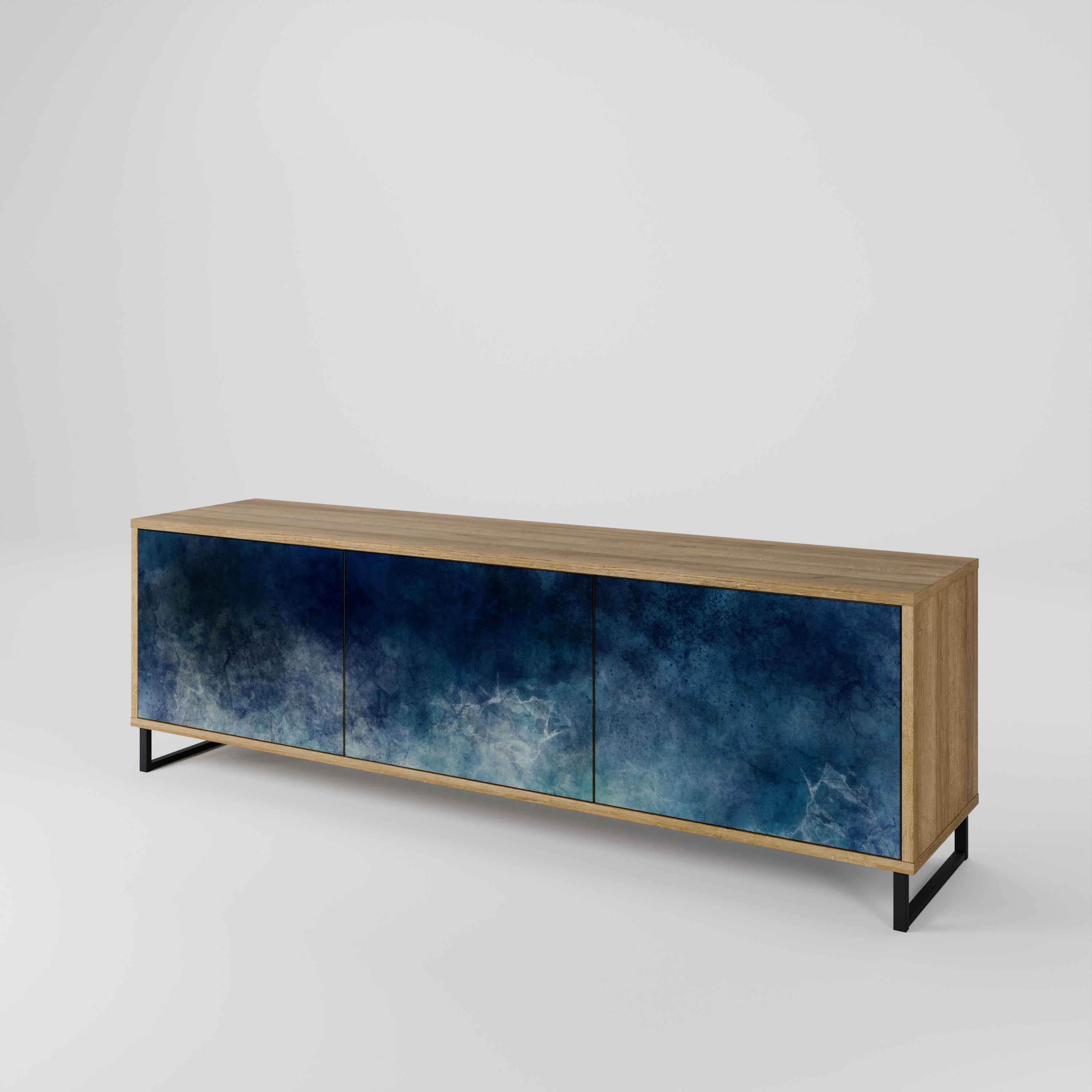 Mueble de TV de 3 puertas CELESTIAL FALL con efecto roble