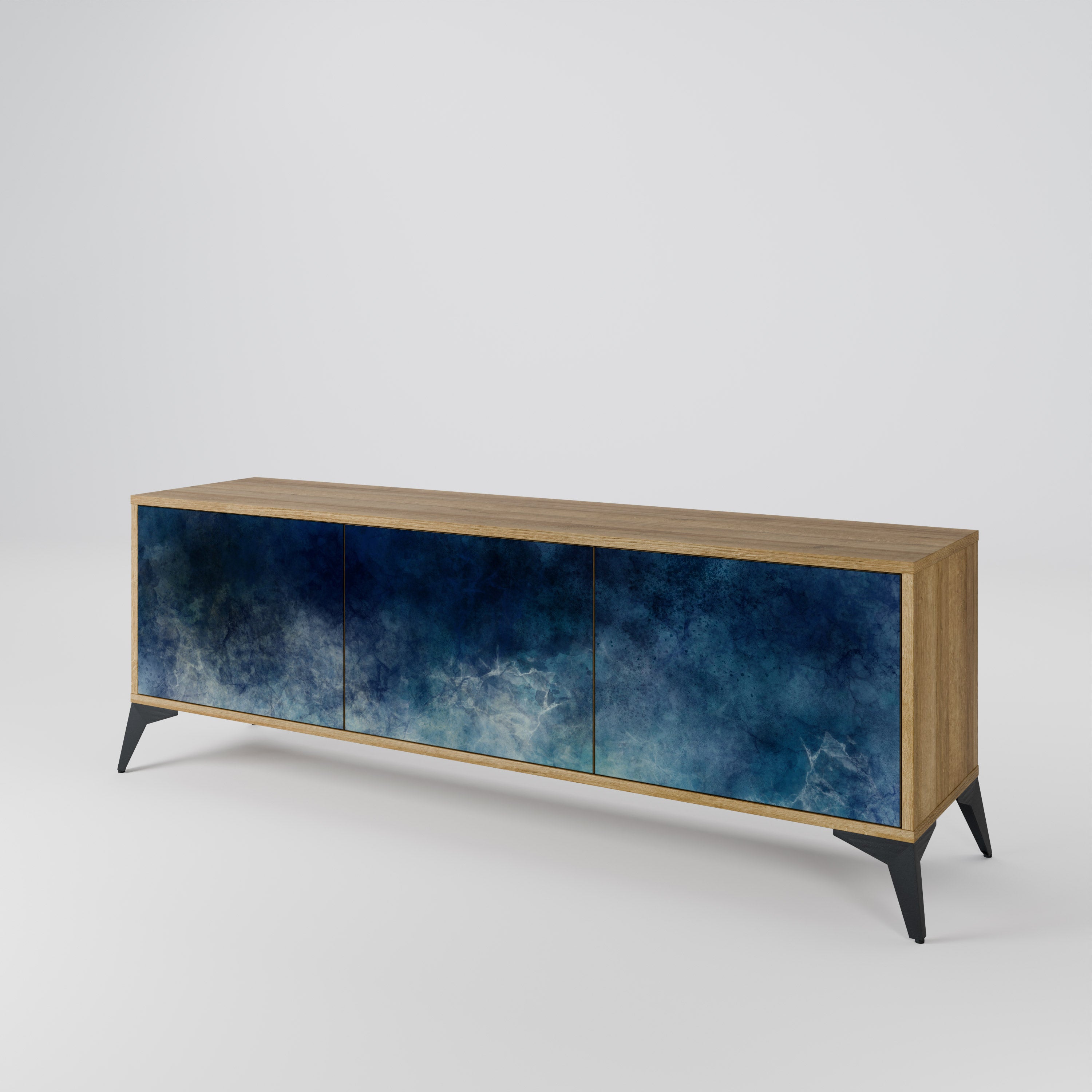 Mueble de TV de 3 puertas CELESTIAL FALL con efecto roble