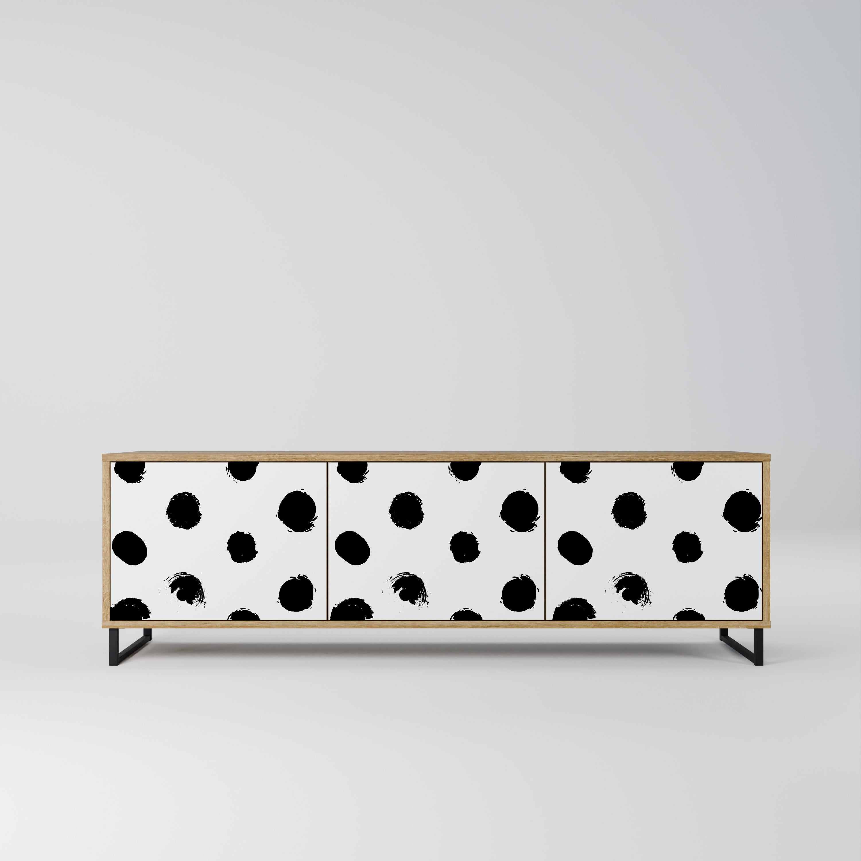 SLIPPING MINUTES Mueble de TV de 3 puertas con efecto roble