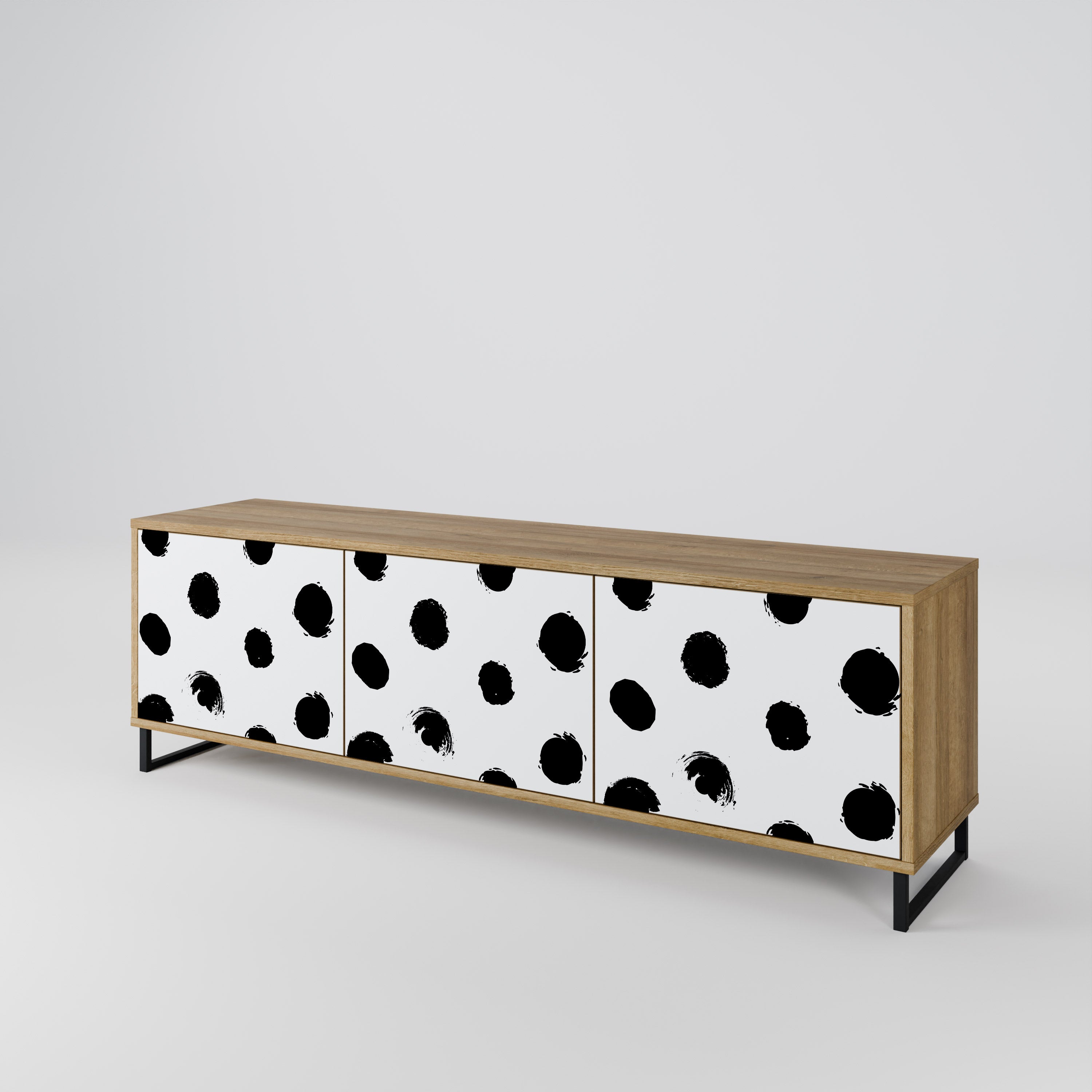 SLIPPING MINUTES Mueble de TV de 3 puertas con efecto roble