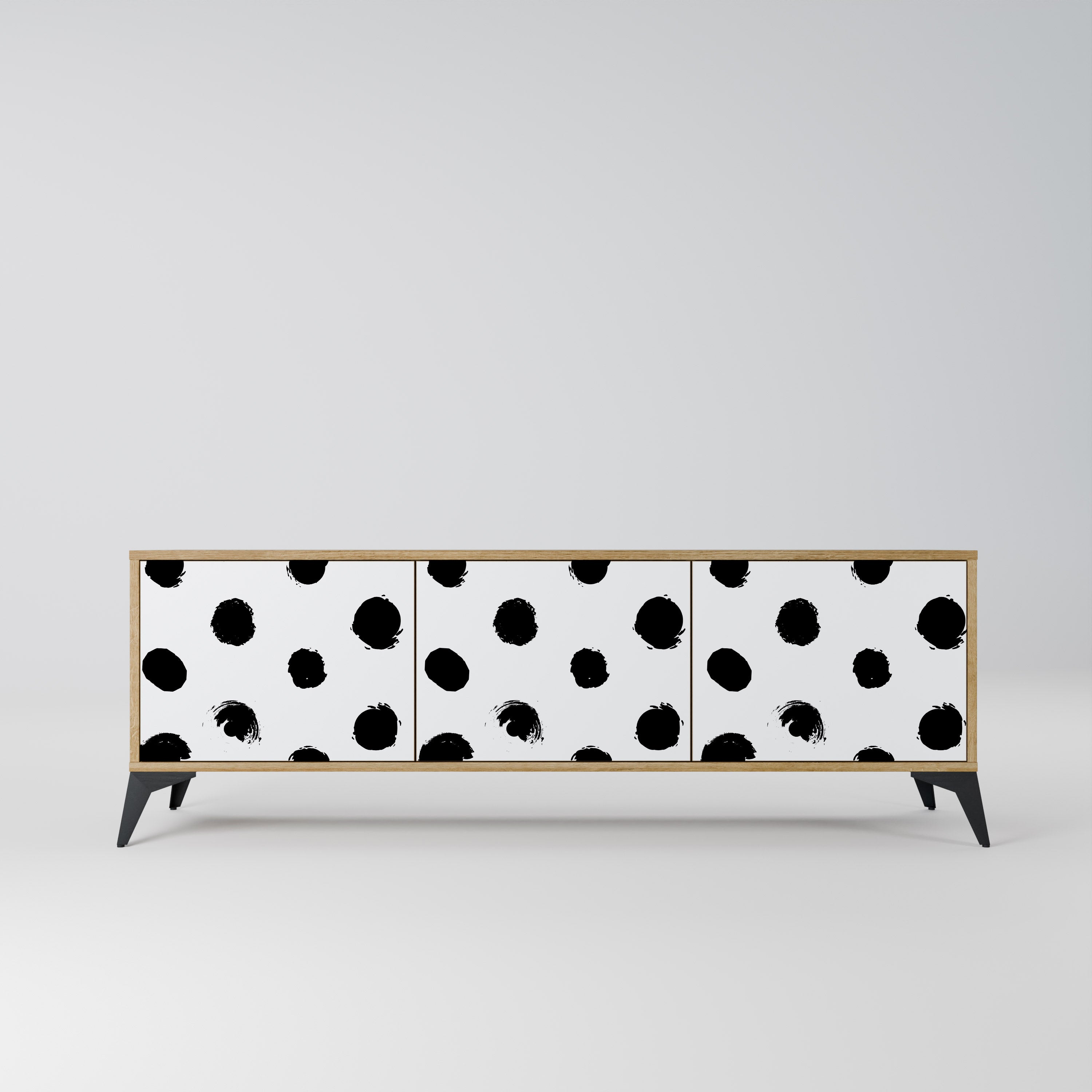 SLIPPING MINUTES Mueble de TV de 3 puertas con efecto roble