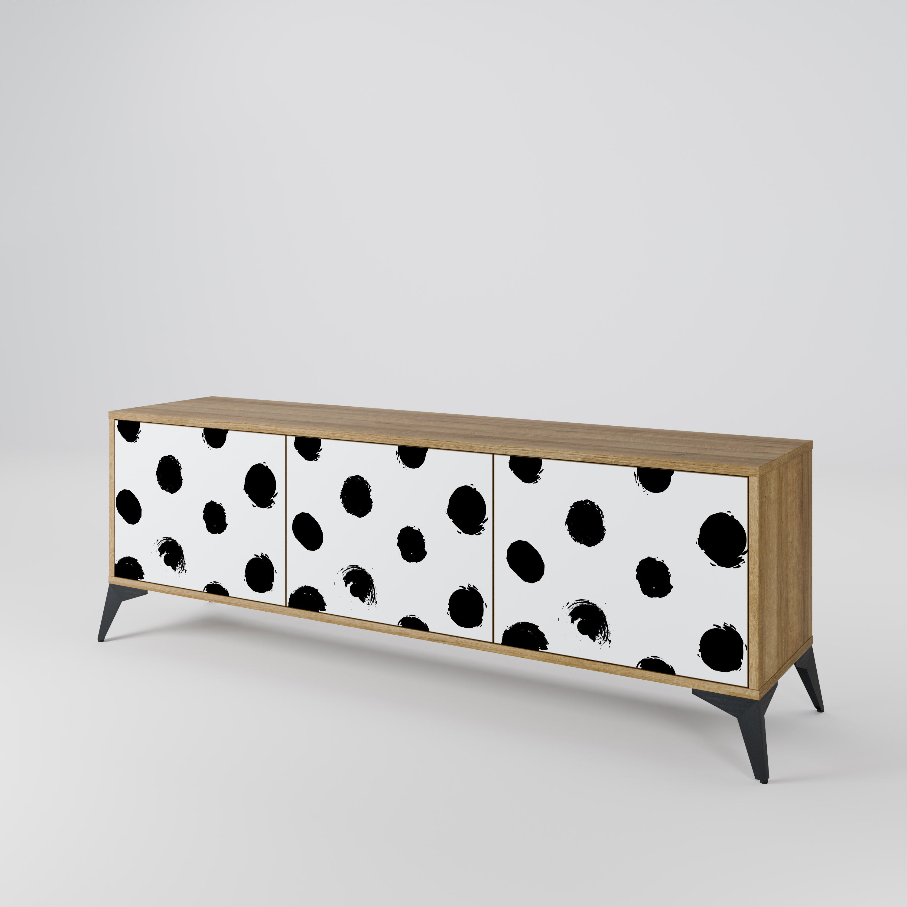 SLIPPING MINUTES Mueble de TV de 3 puertas con efecto roble