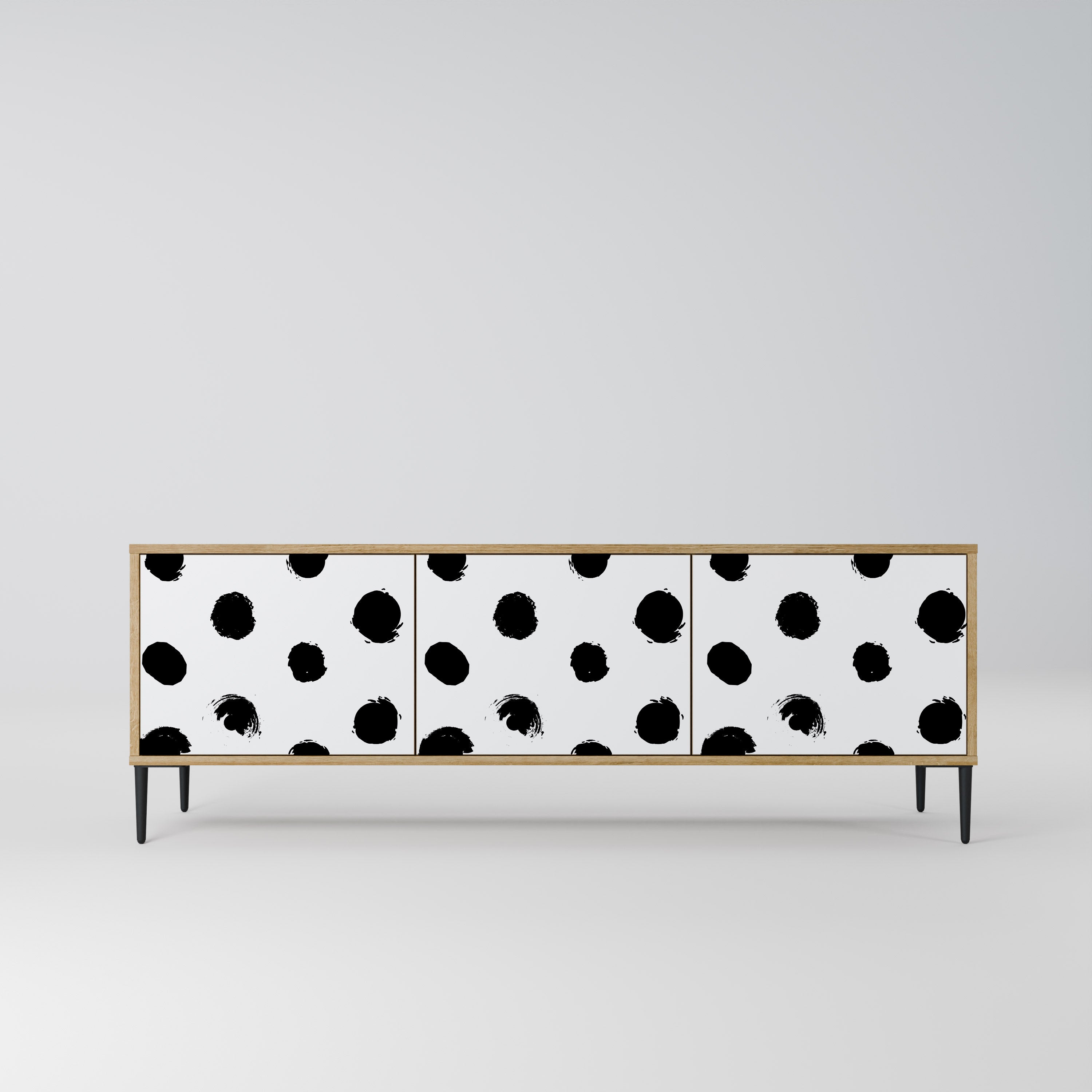 SLIPPING MINUTES Mueble de TV de 3 puertas con efecto roble