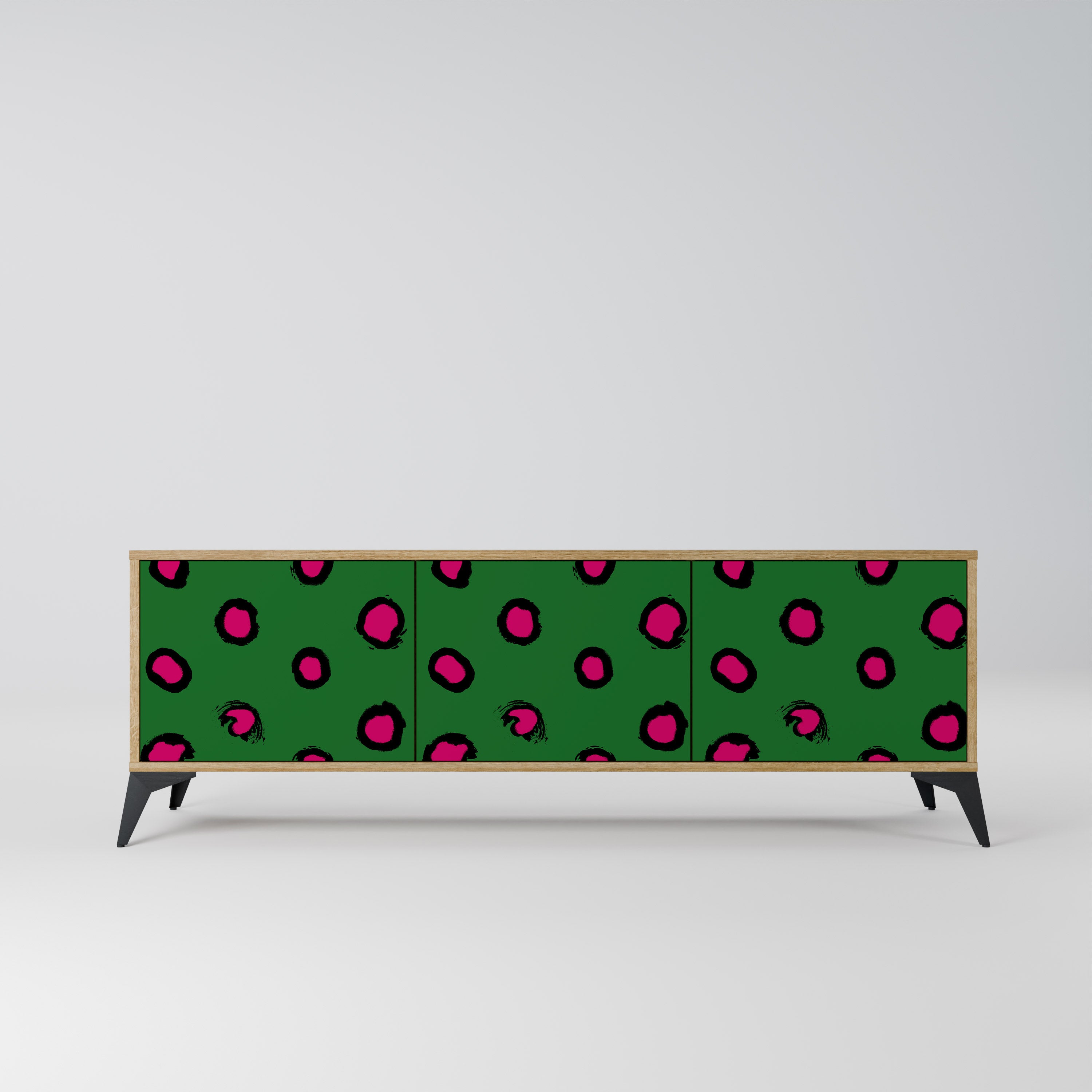 Mueble de TV de 3 puertas FUNKY SPOTS con efecto roble