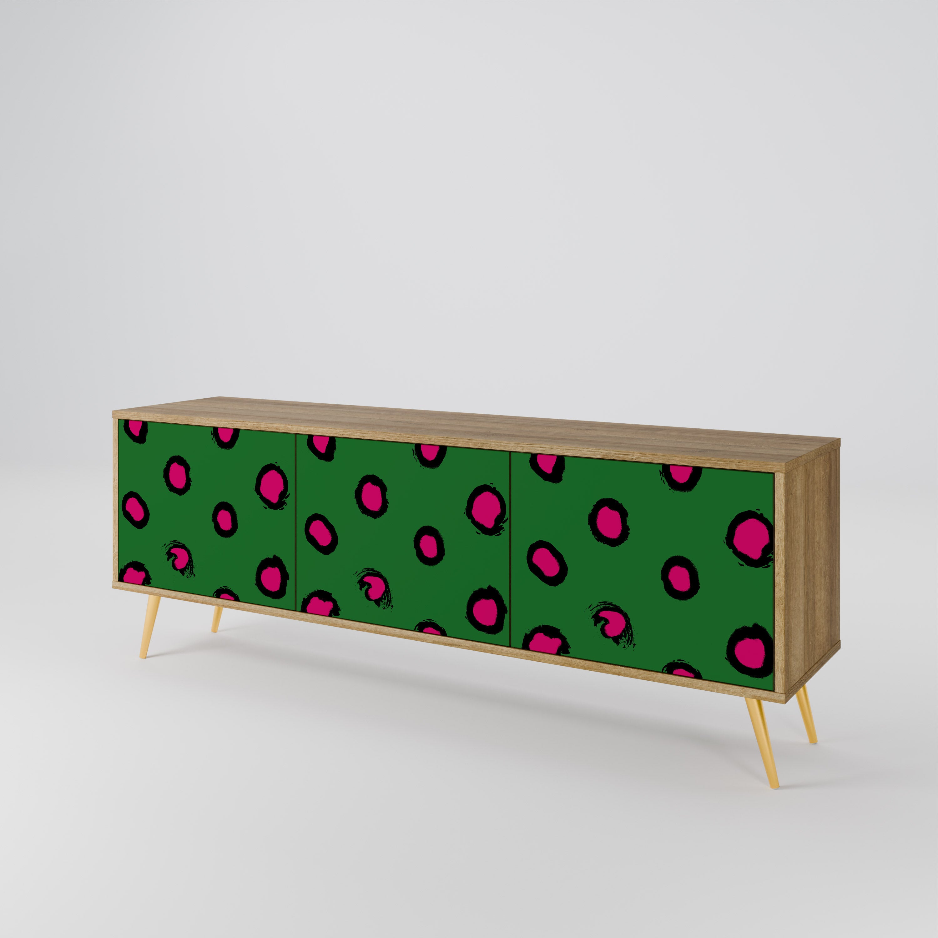 Mueble de TV de 3 puertas FUNKY SPOTS con efecto roble