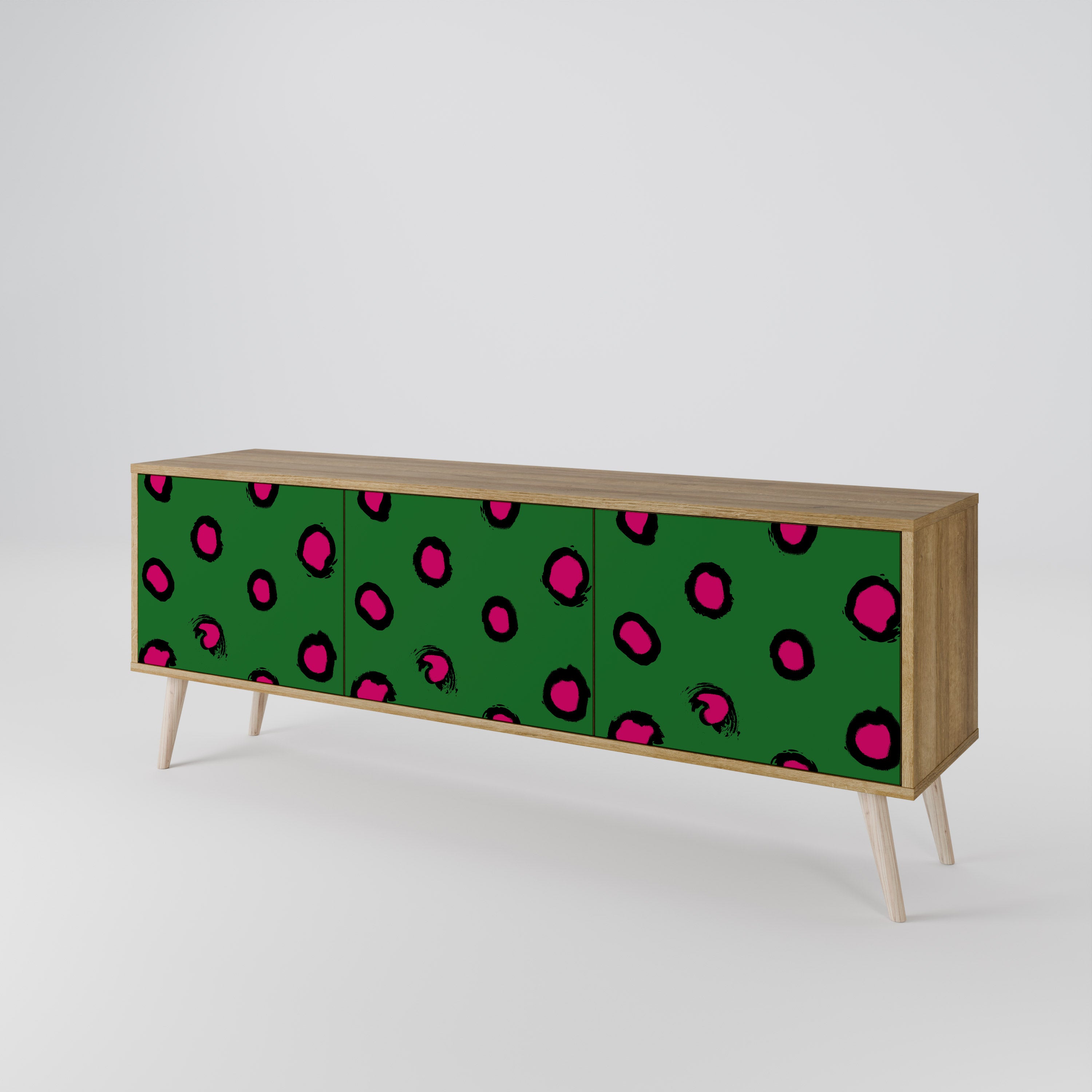 Mueble de TV de 3 puertas FUNKY SPOTS con efecto roble