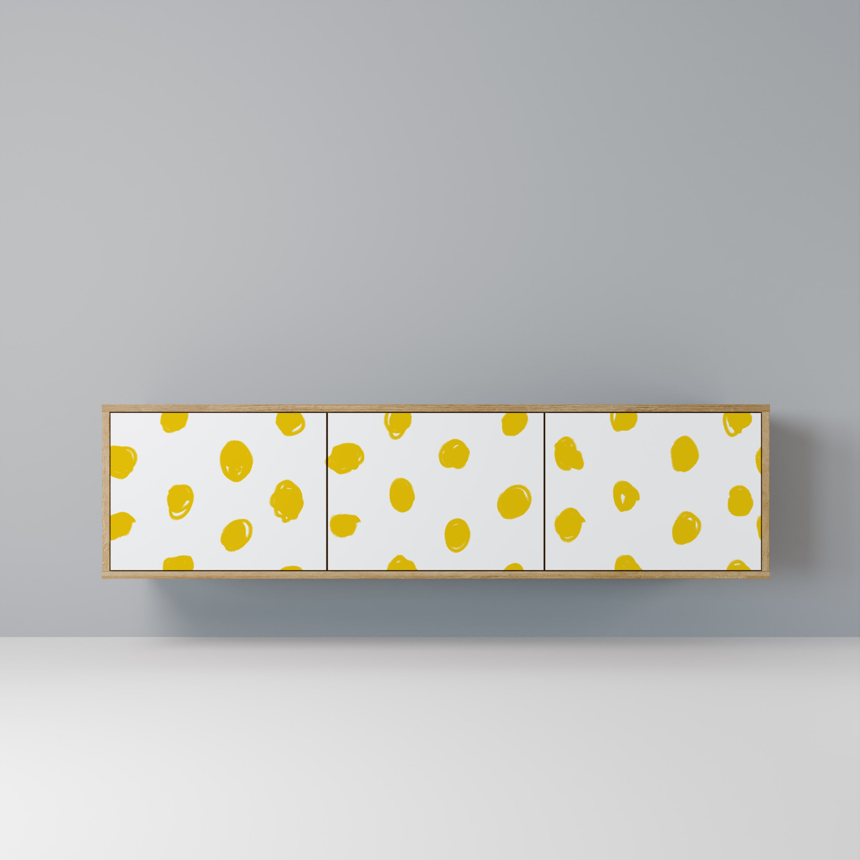 Mueble de TV de 3 puertas RADIANT REVERIE con efecto roble