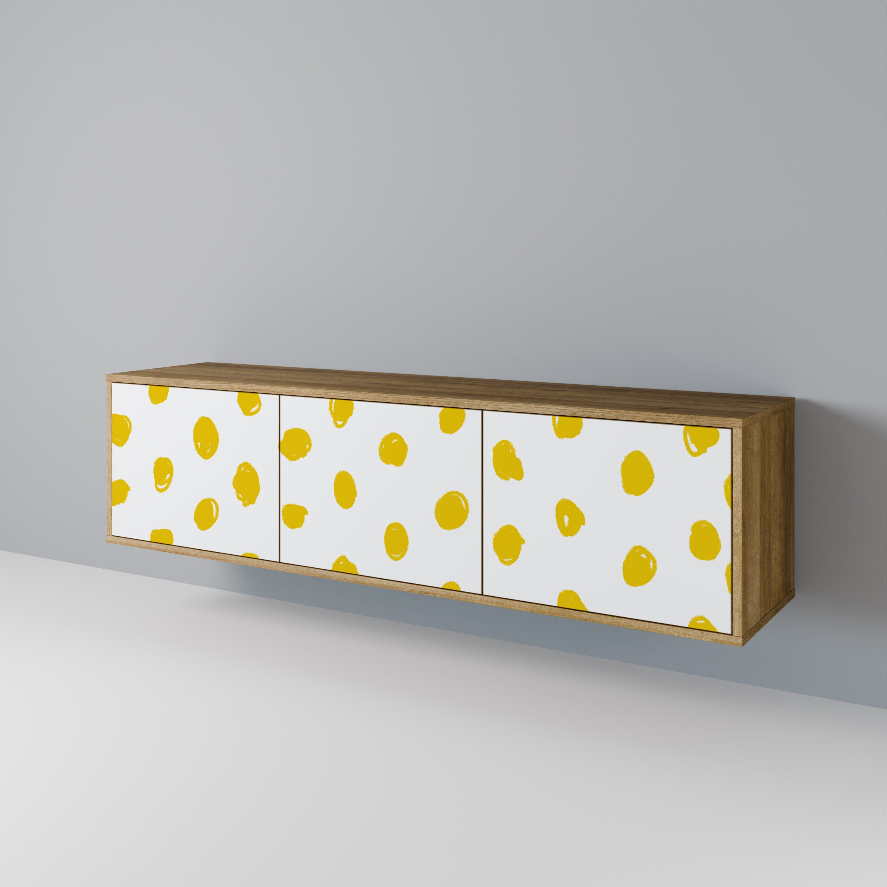 Mueble de TV de 3 puertas RADIANT REVERIE con efecto roble