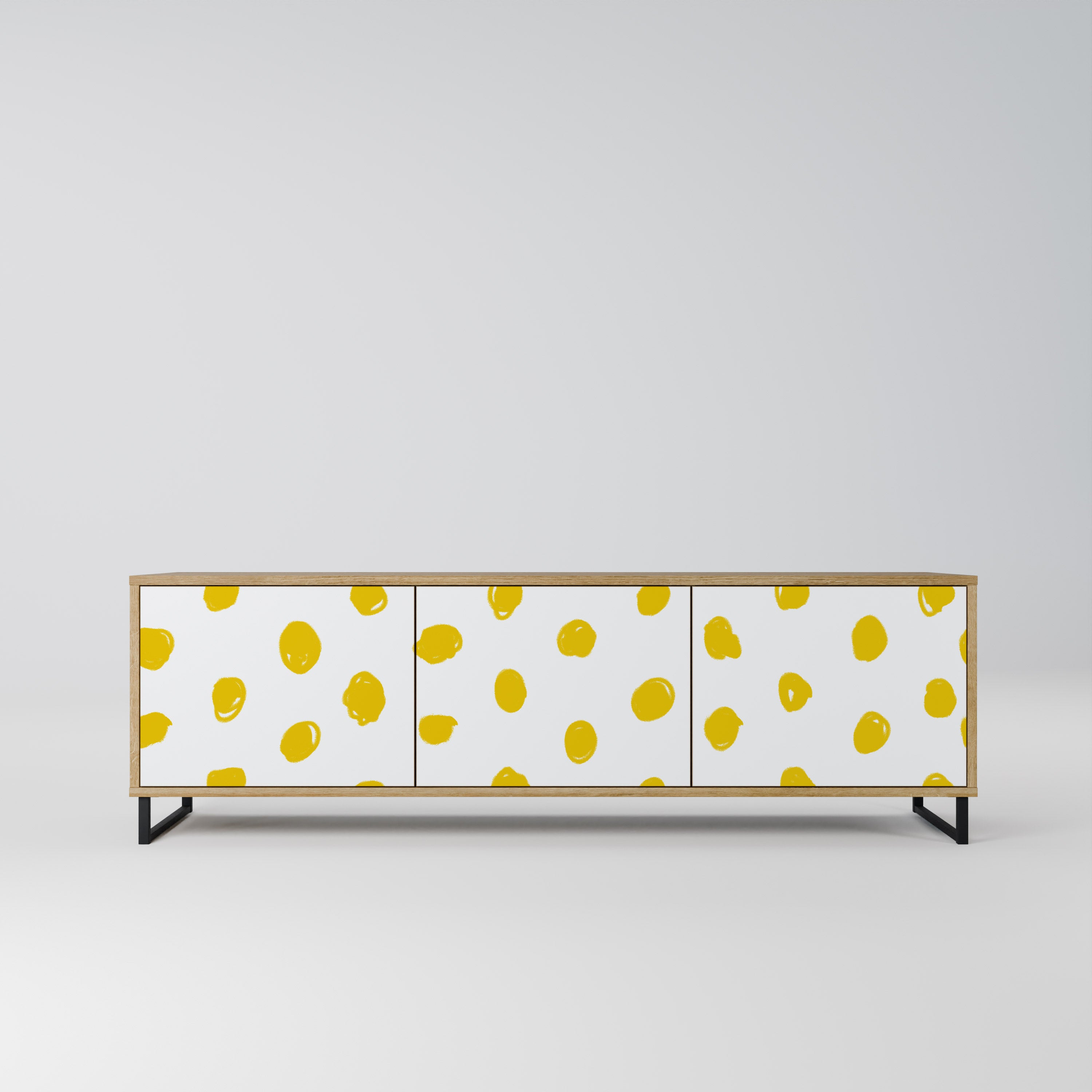 Mueble de TV de 3 puertas RADIANT REVERIE con efecto roble