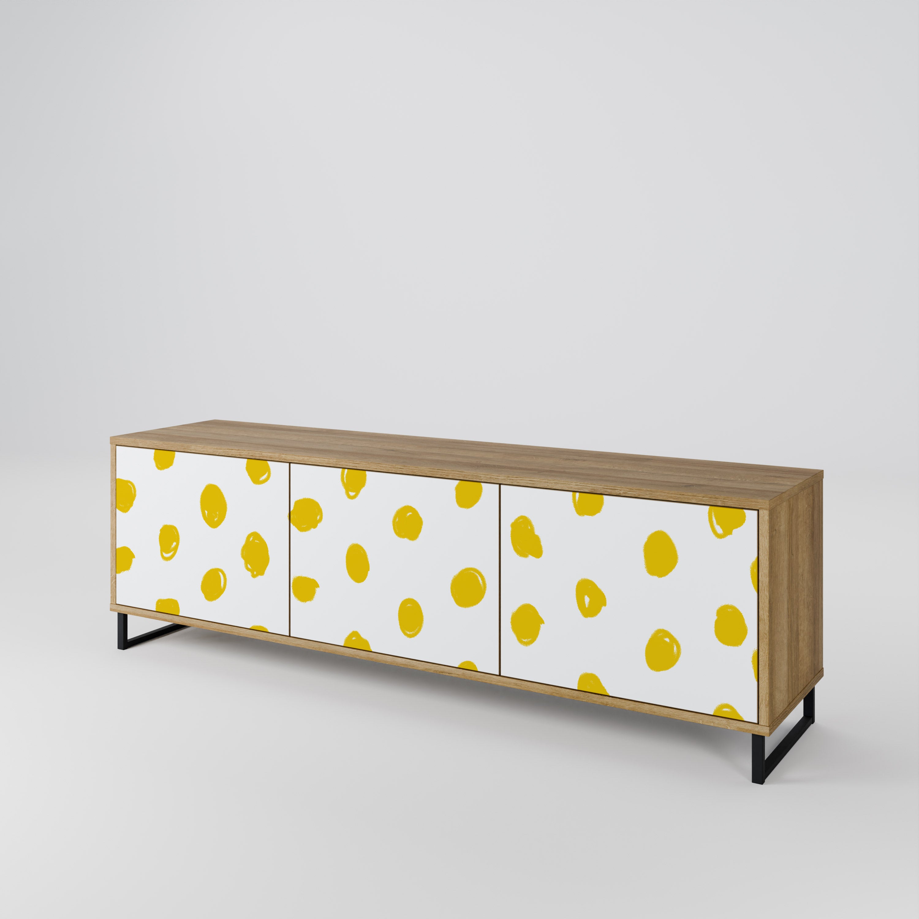 Mueble de TV de 3 puertas RADIANT REVERIE con efecto roble