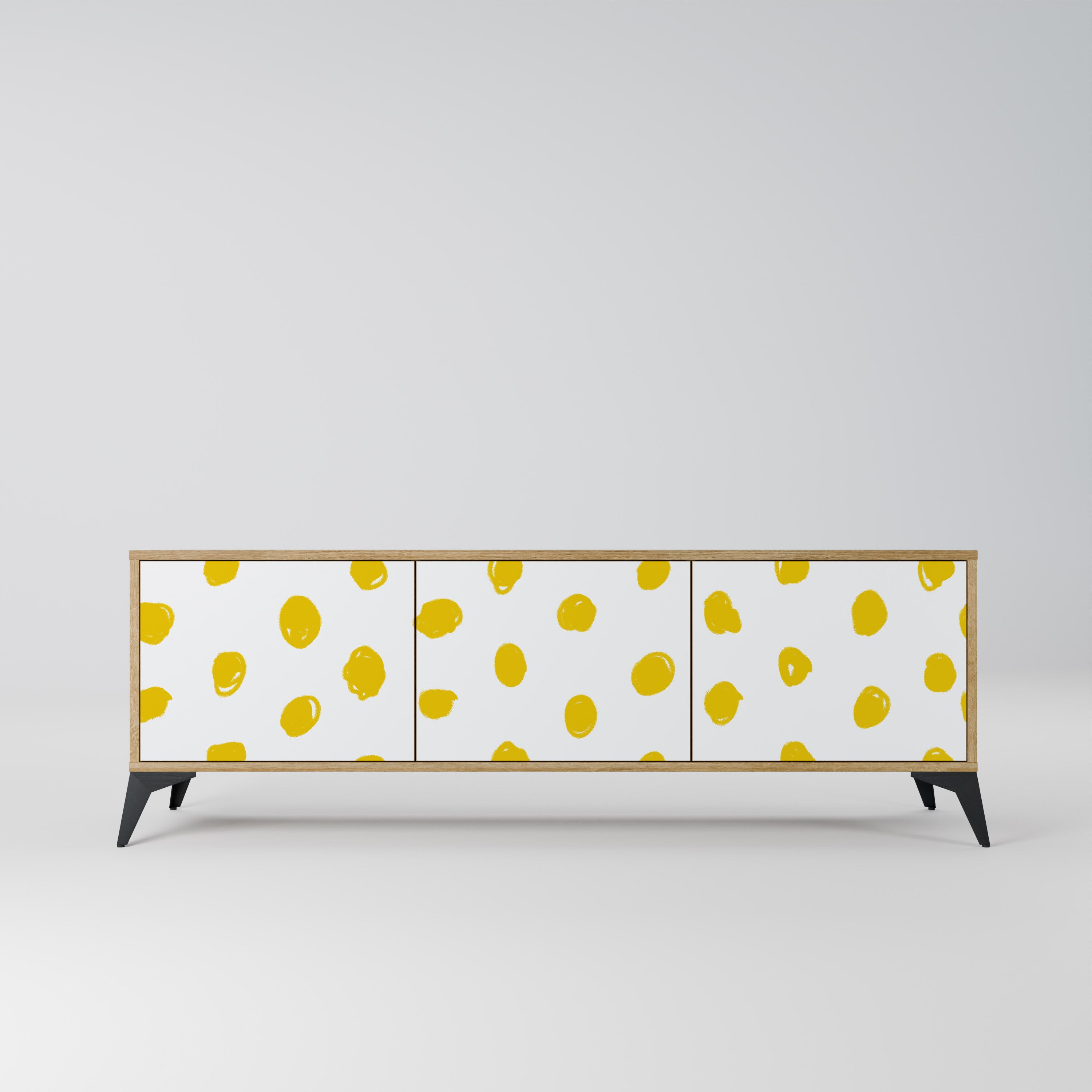 Mueble de TV de 3 puertas RADIANT REVERIE con efecto roble