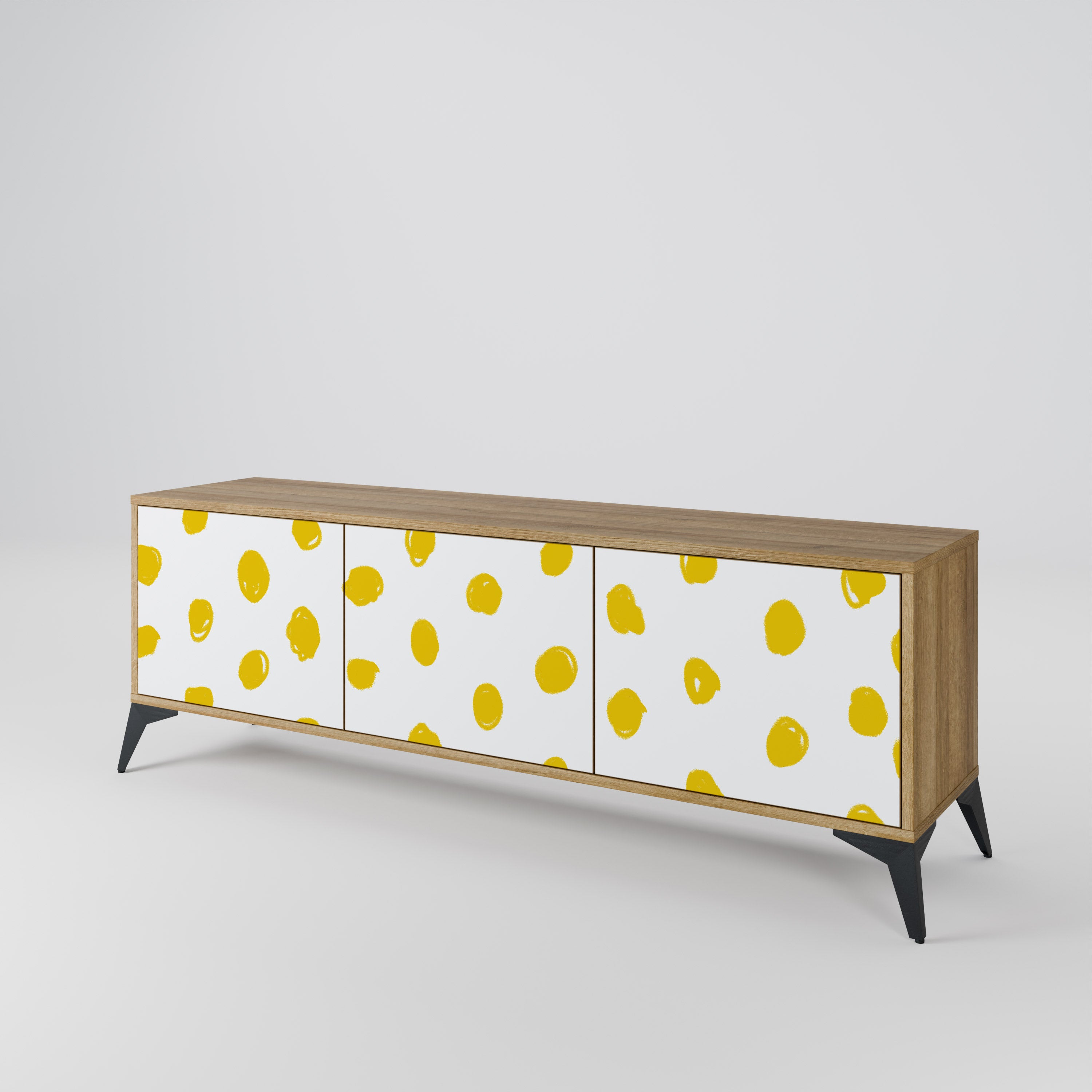 Mueble de TV de 3 puertas RADIANT REVERIE con efecto roble