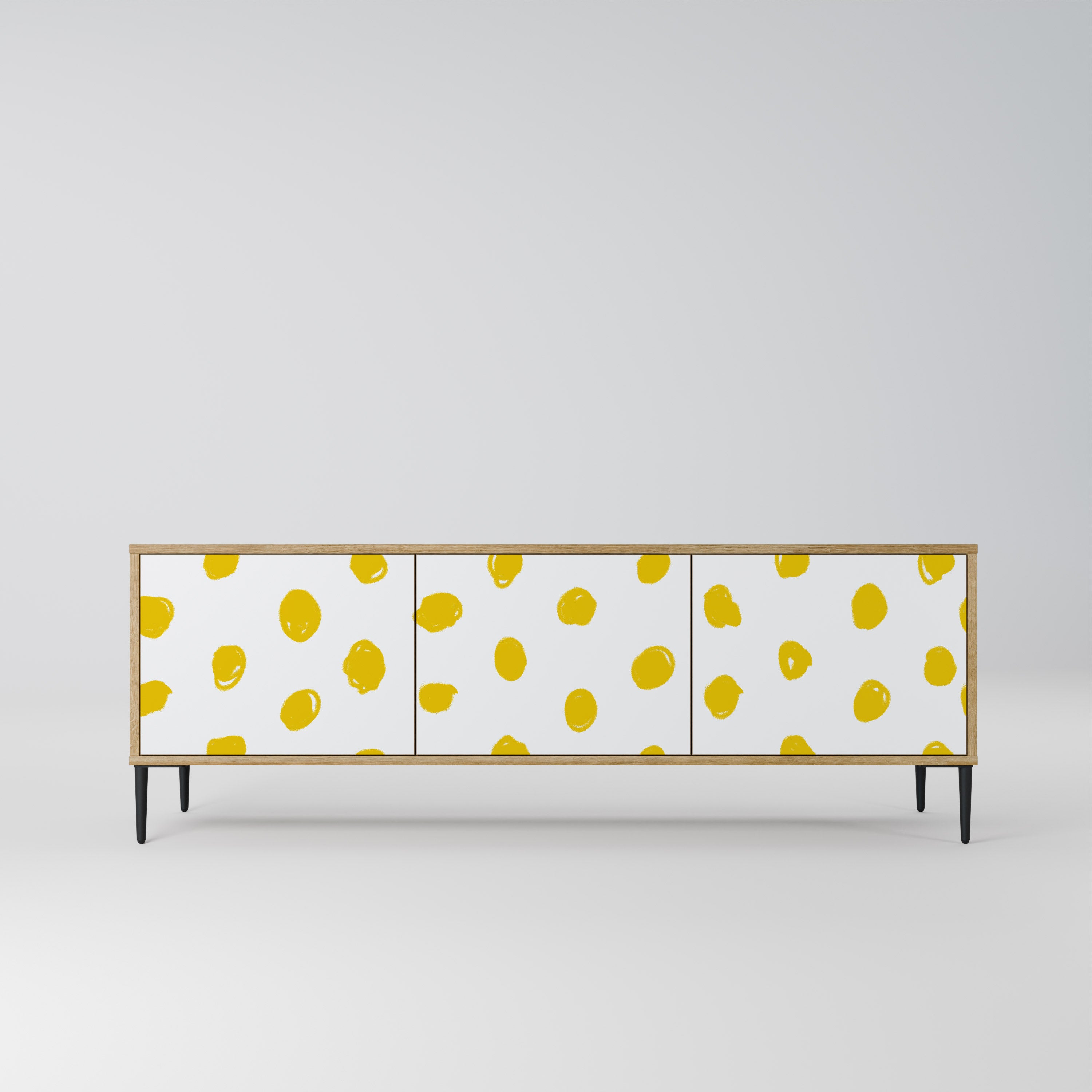 Mueble de TV de 3 puertas RADIANT REVERIE con efecto roble