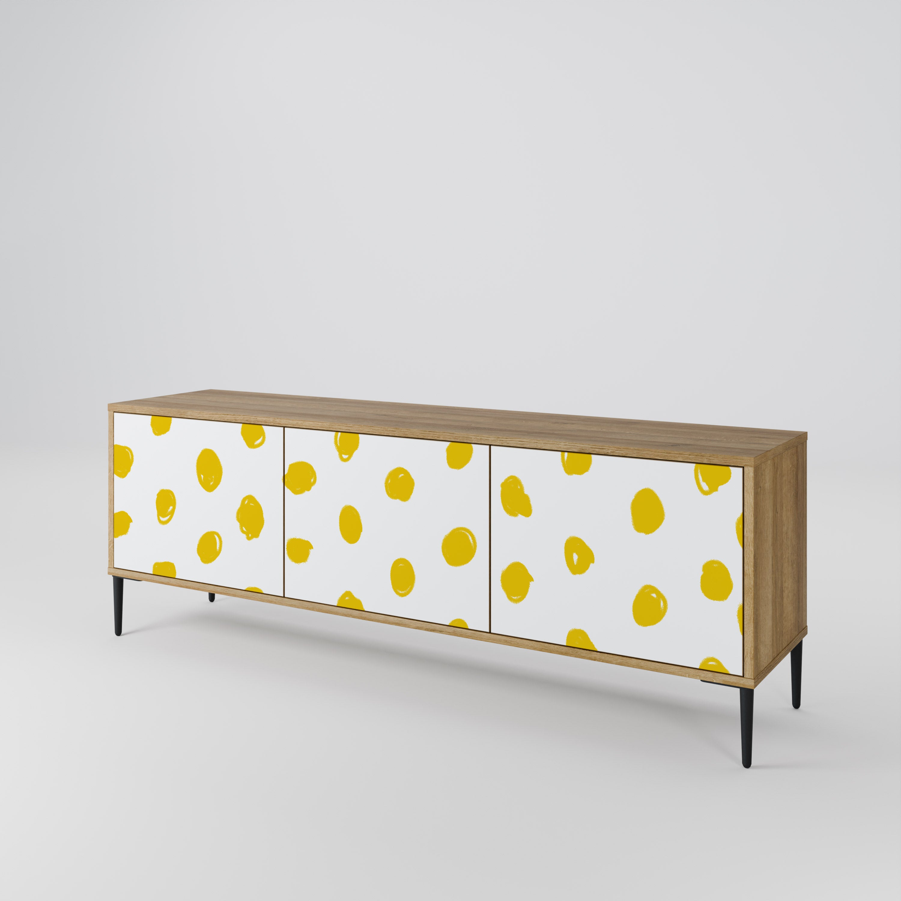 Mueble de TV de 3 puertas RADIANT REVERIE con efecto roble
