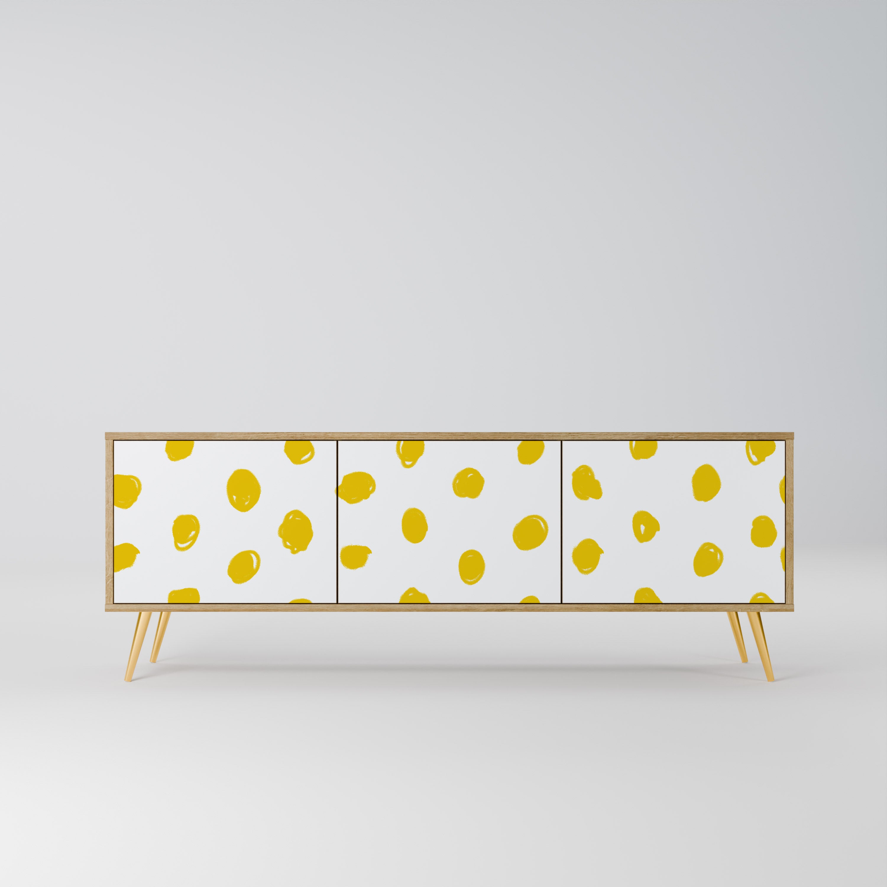 Mueble de TV de 3 puertas RADIANT REVERIE con efecto roble
