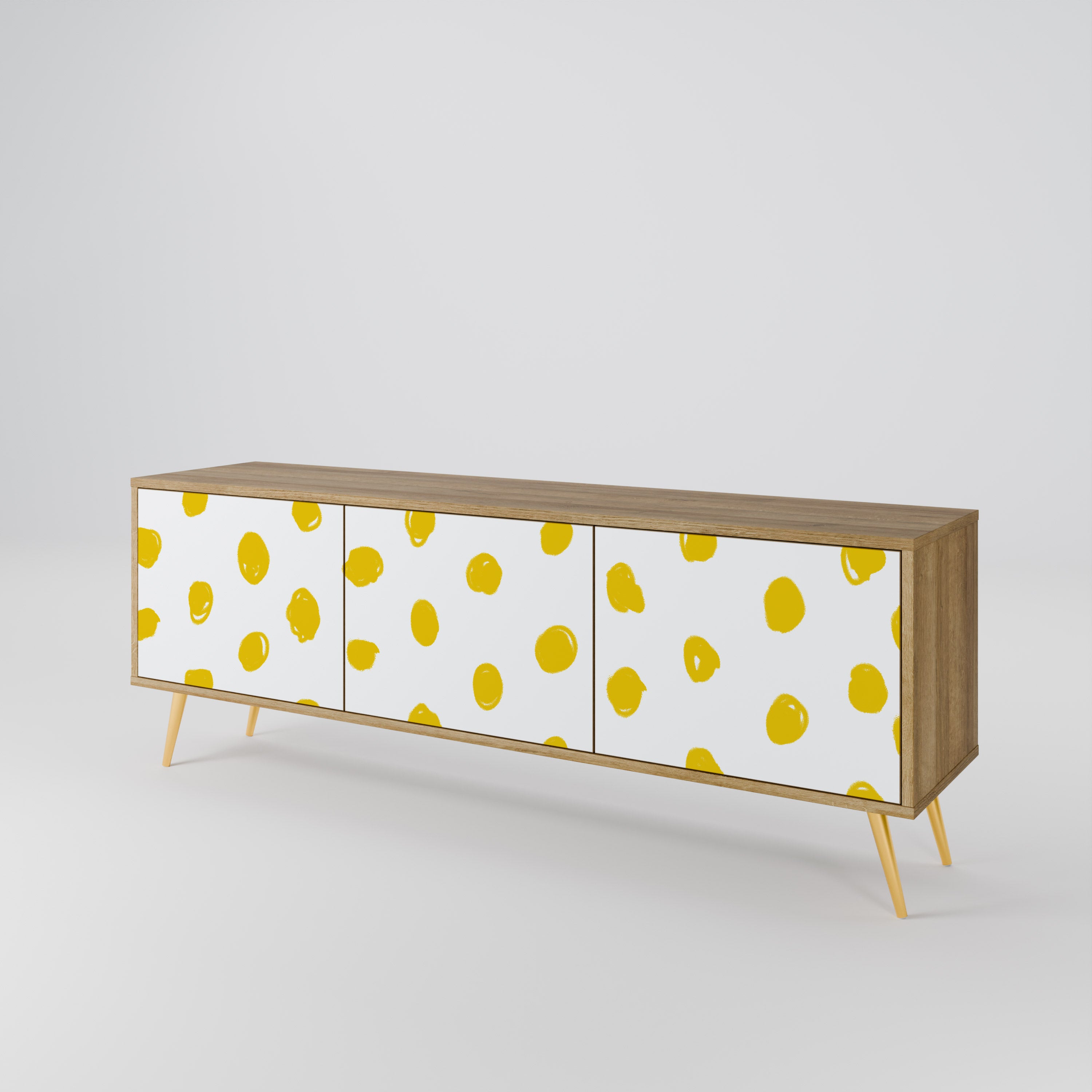 Mueble de TV de 3 puertas RADIANT REVERIE con efecto roble