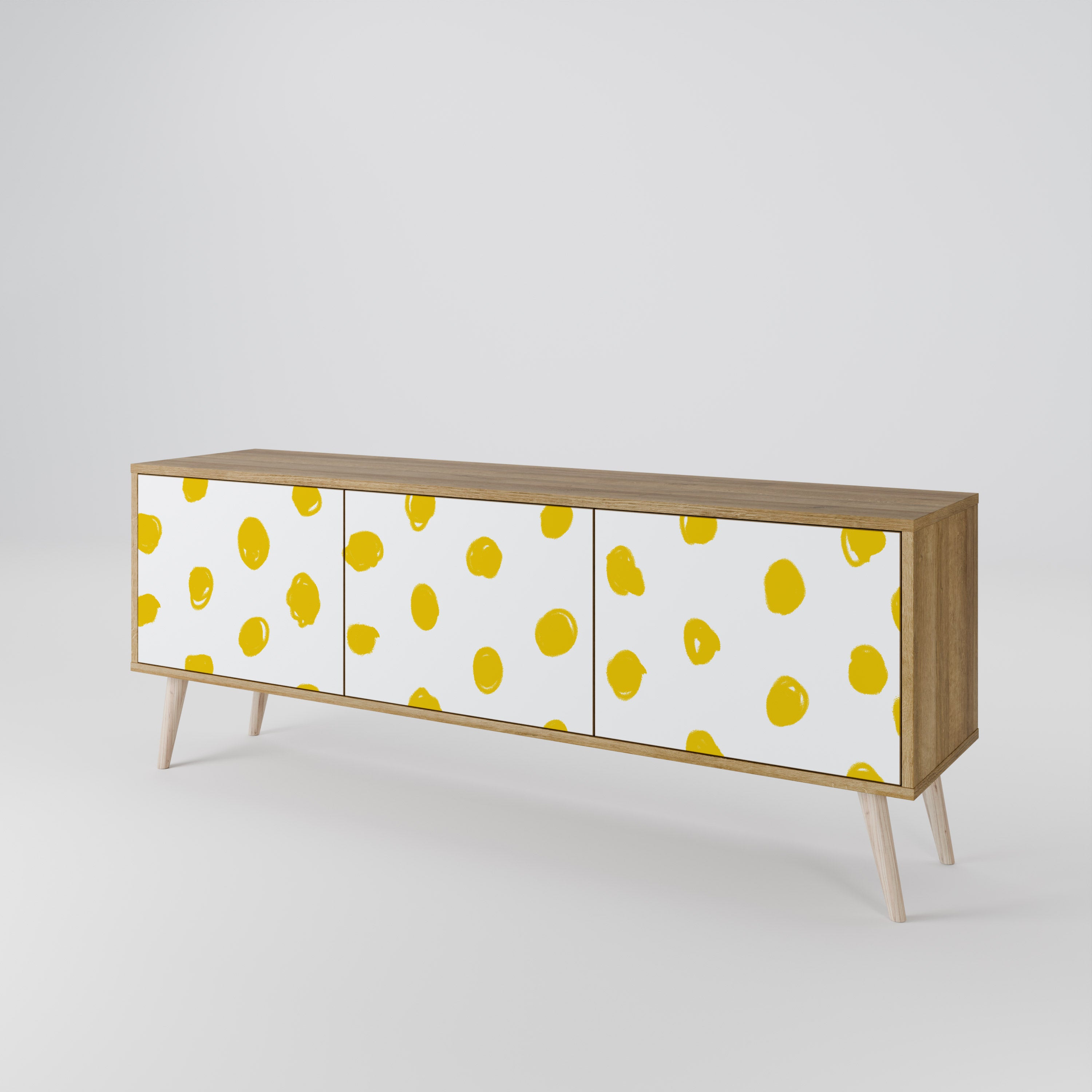 Mueble de TV de 3 puertas RADIANT REVERIE con efecto roble