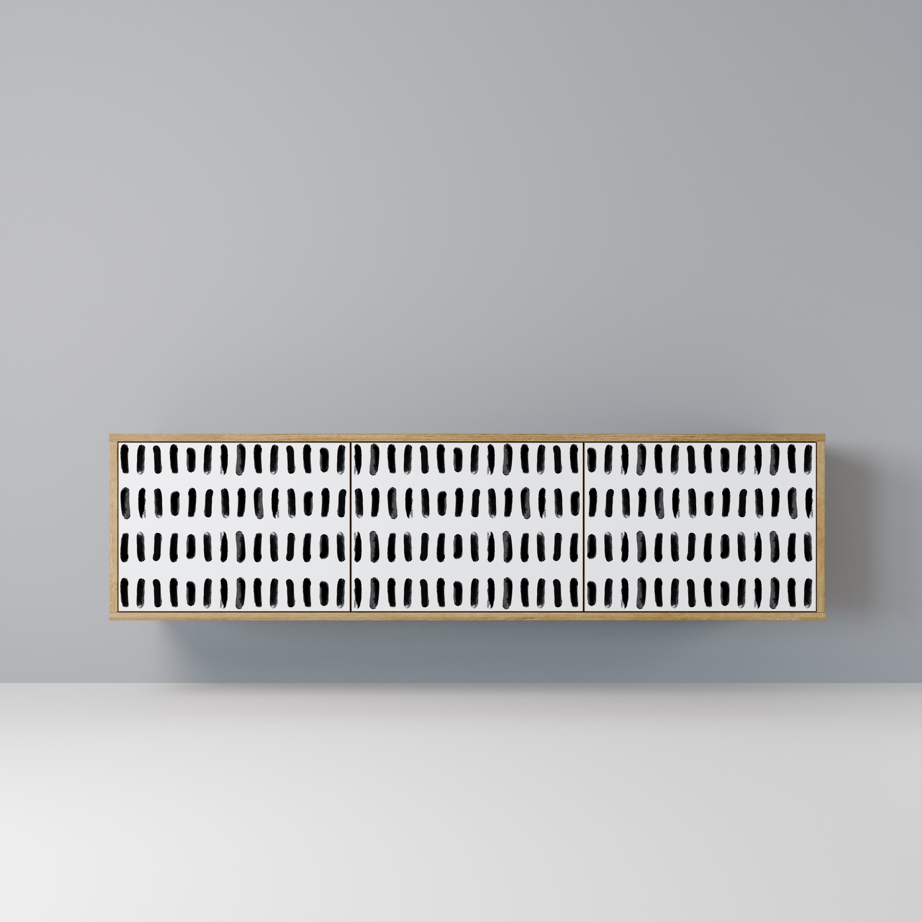 Mueble de TV de 3 puertas NIGHTY MELODIES con efecto roble