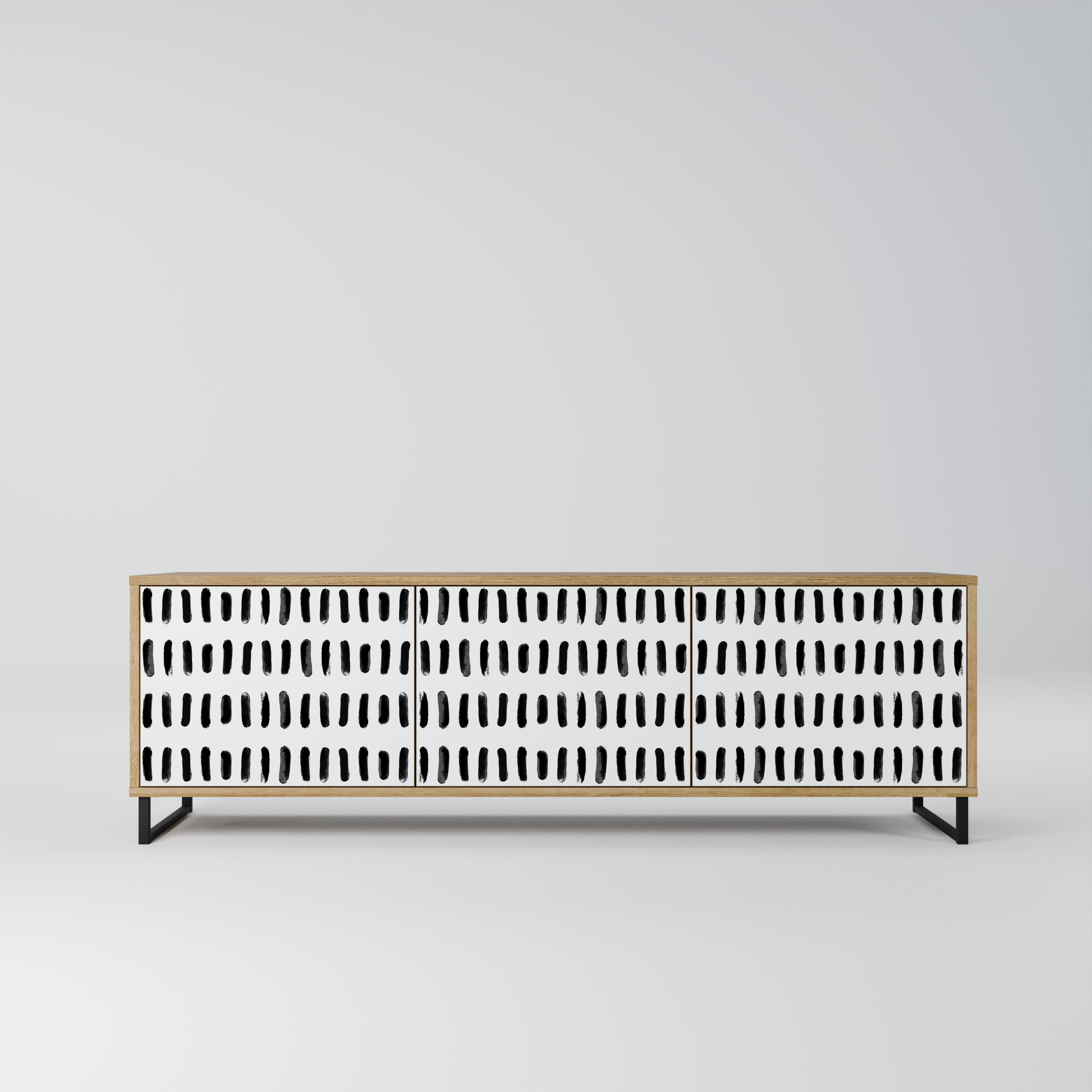 Mueble de TV de 3 puertas NIGHTY MELODIES con efecto roble