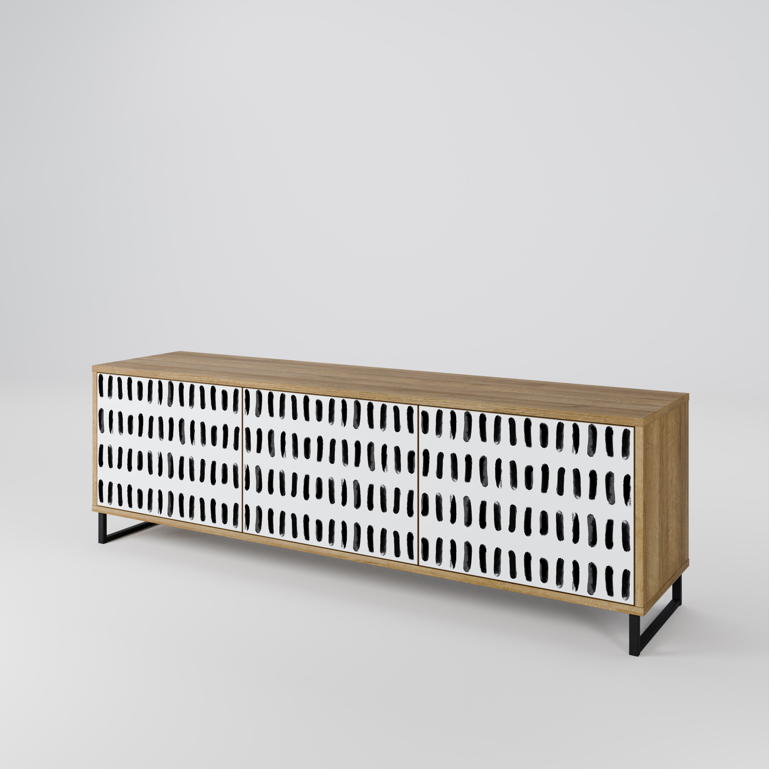 Mueble de TV de 3 puertas NIGHTY MELODIES con efecto roble