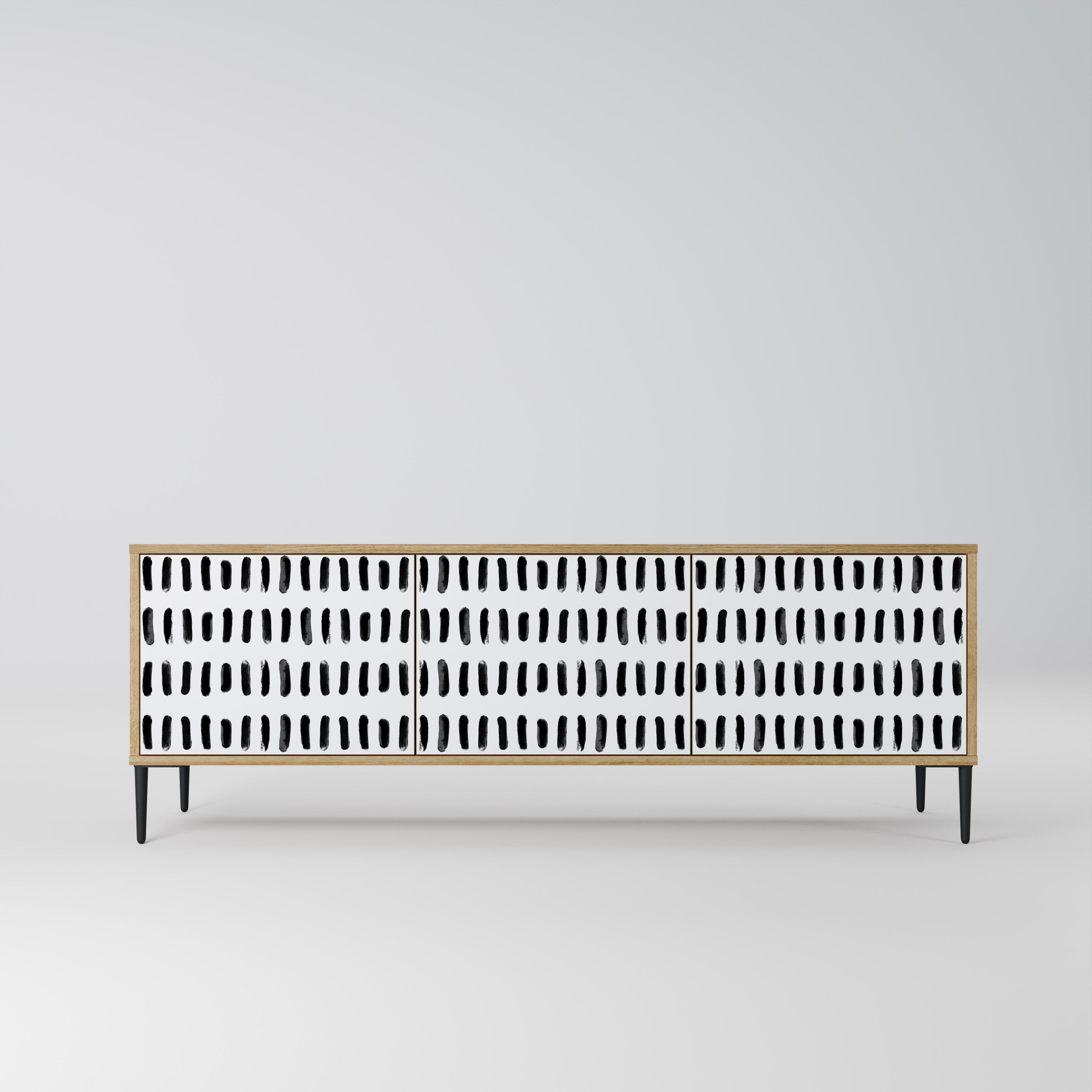 Mueble de TV de 3 puertas NIGHTY MELODIES con efecto roble