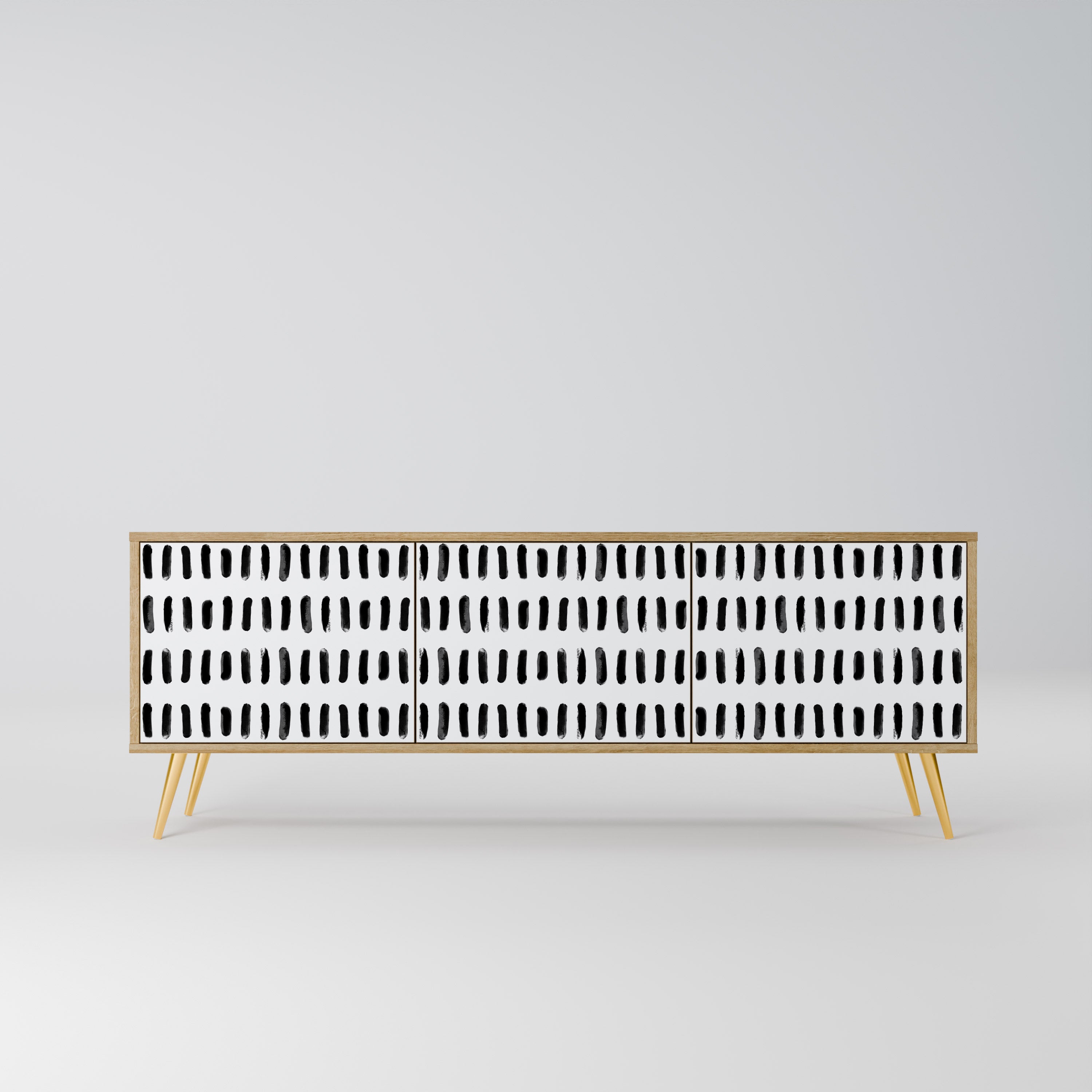 Mueble de TV de 3 puertas NIGHTY MELODIES con efecto roble