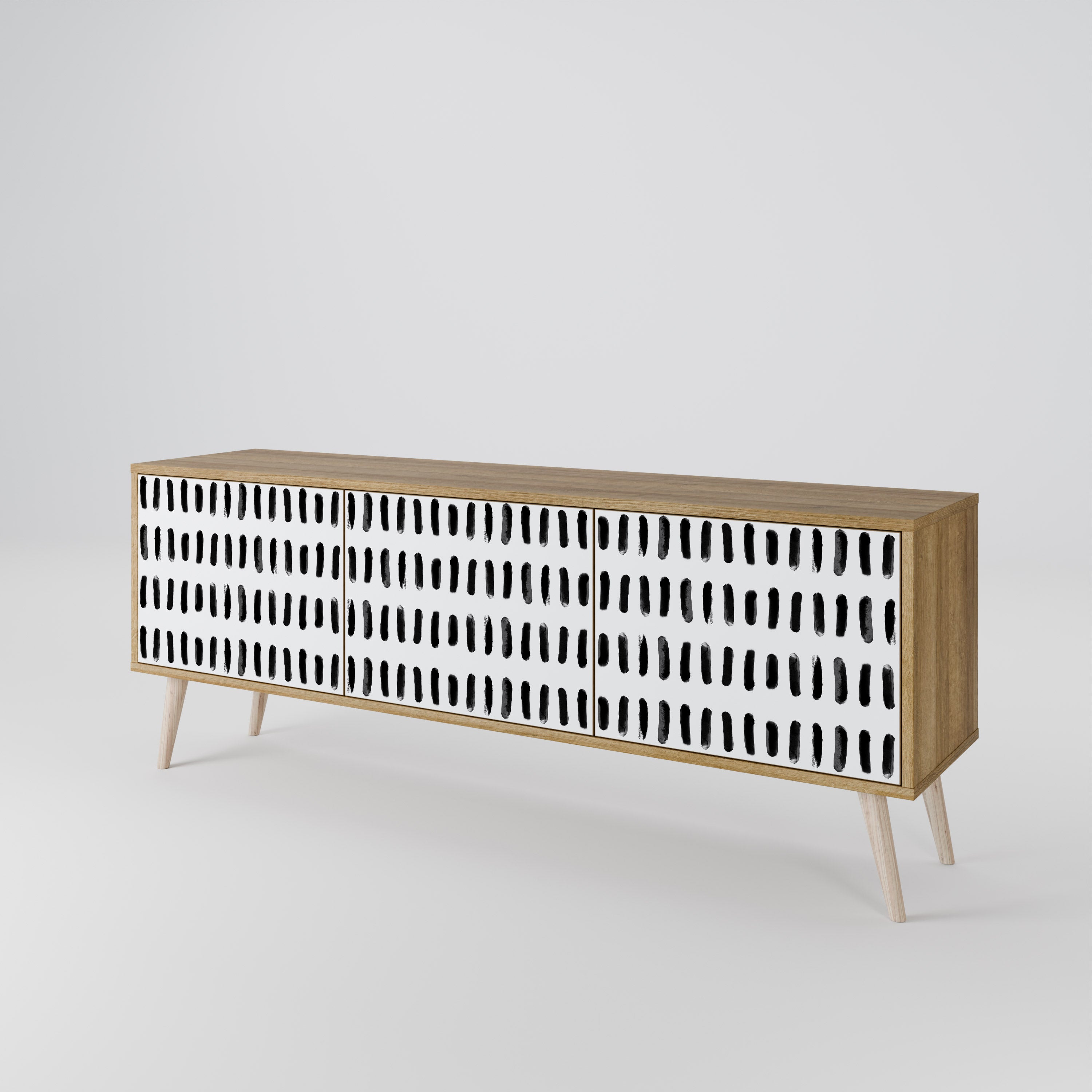 Mueble de TV de 3 puertas NIGHTY MELODIES con efecto roble