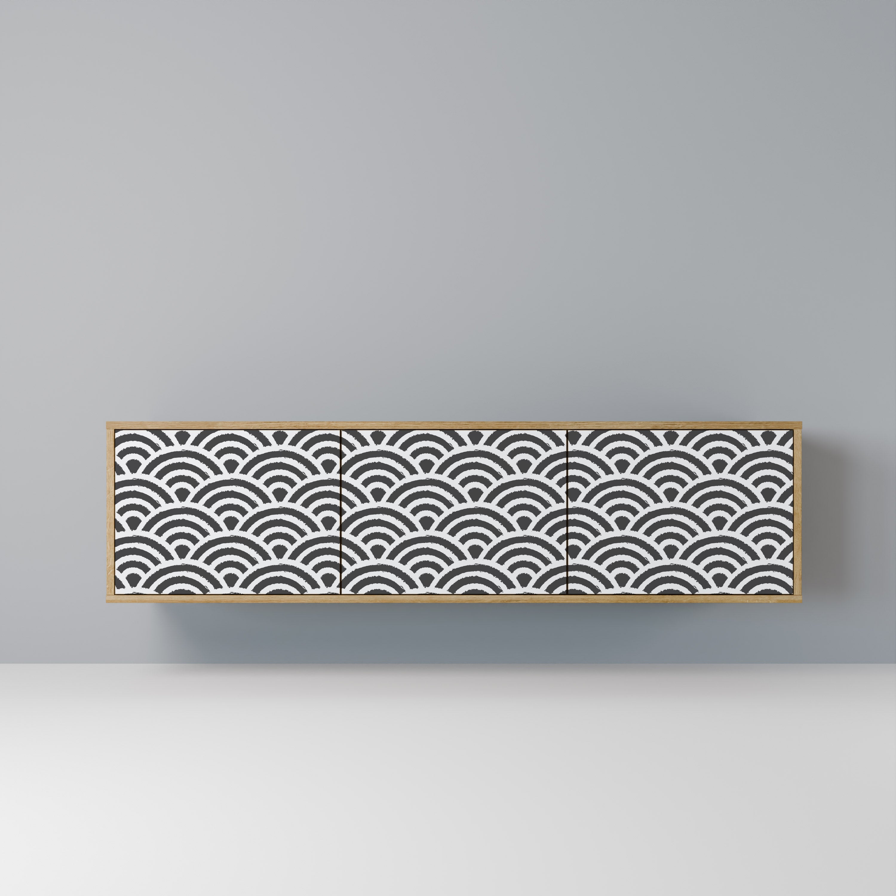 Mueble de TV de 3 puertas GLOOMY HOST con efecto roble