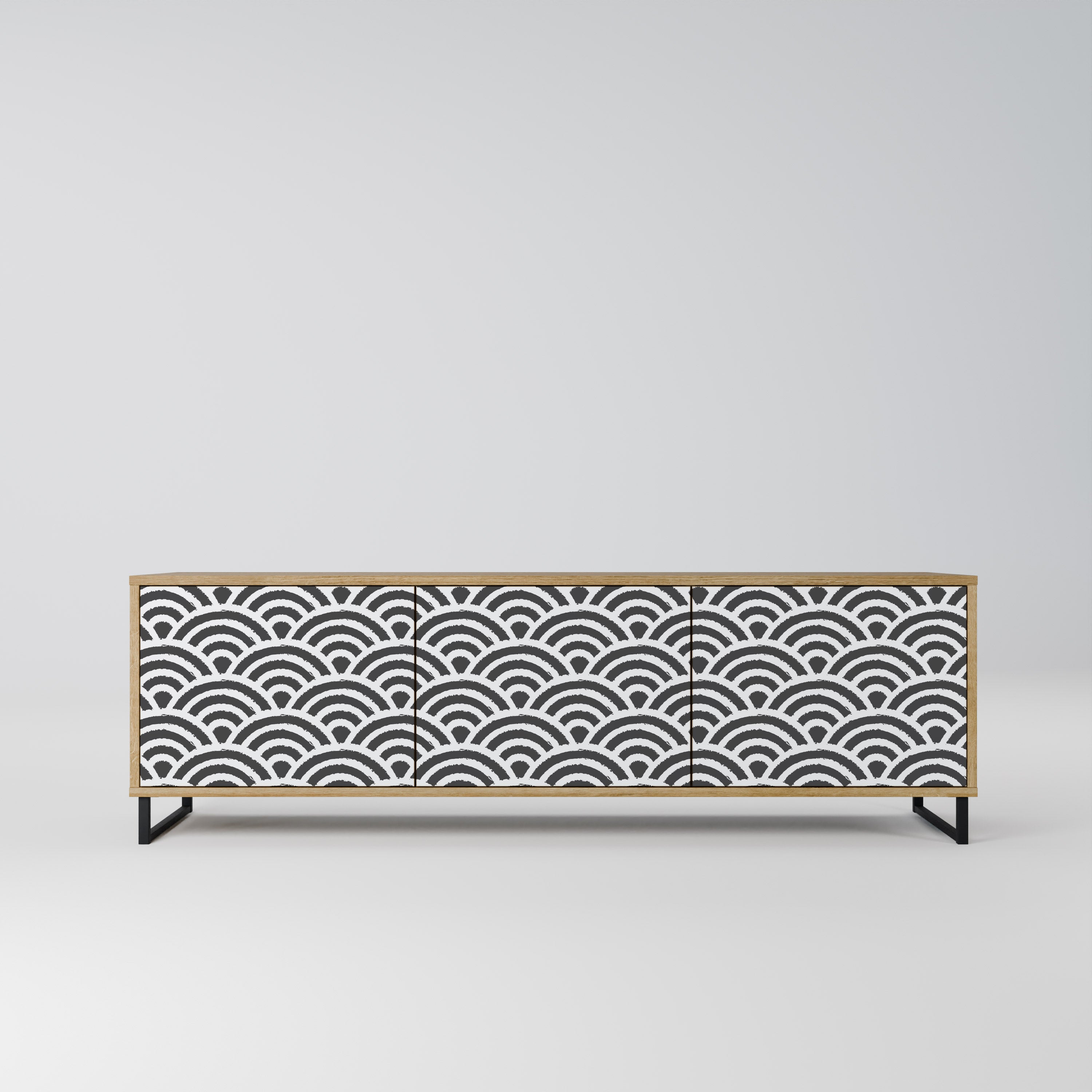 Mueble de TV de 3 puertas GLOOMY HOST con efecto roble