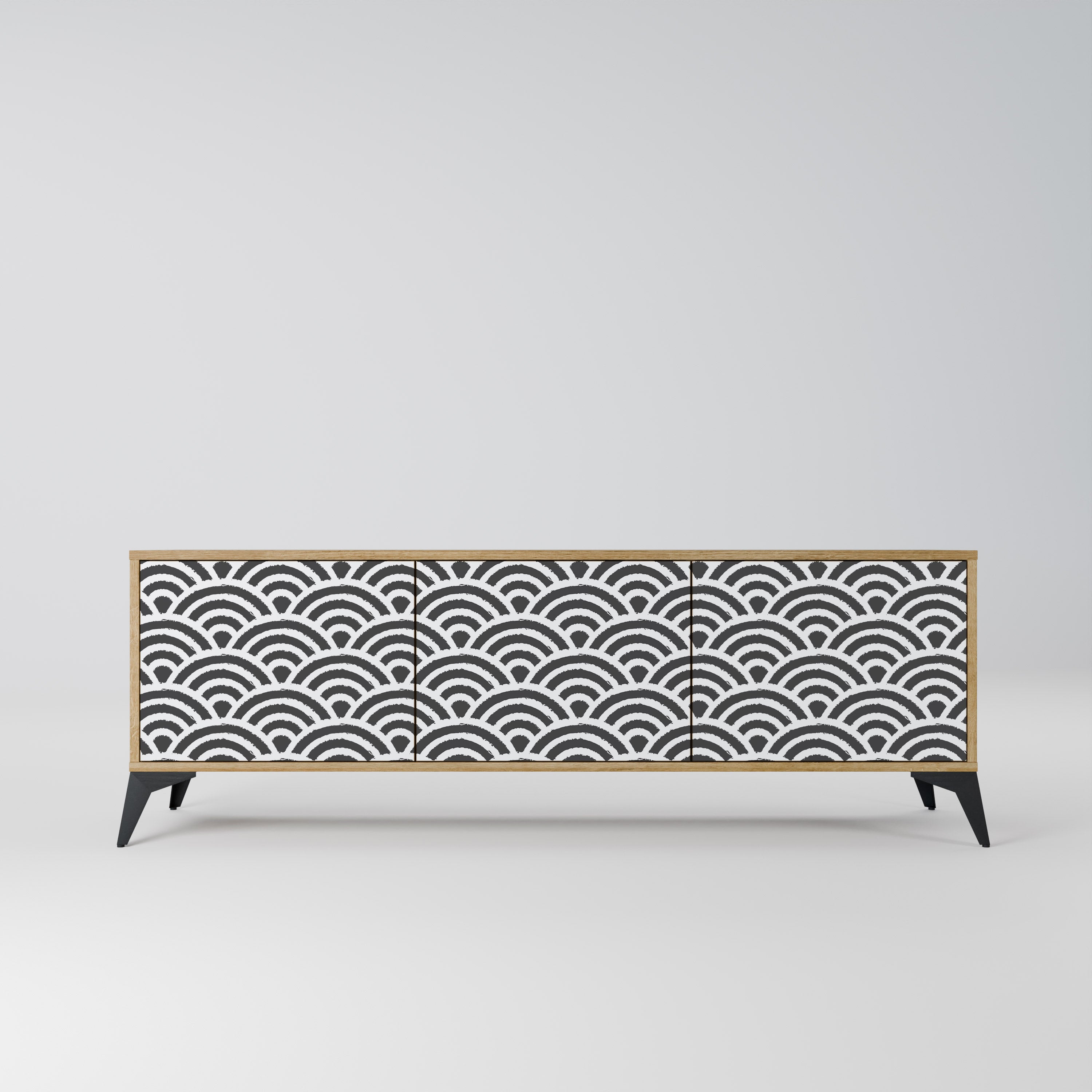 Mueble de TV de 3 puertas GLOOMY HOST con efecto roble