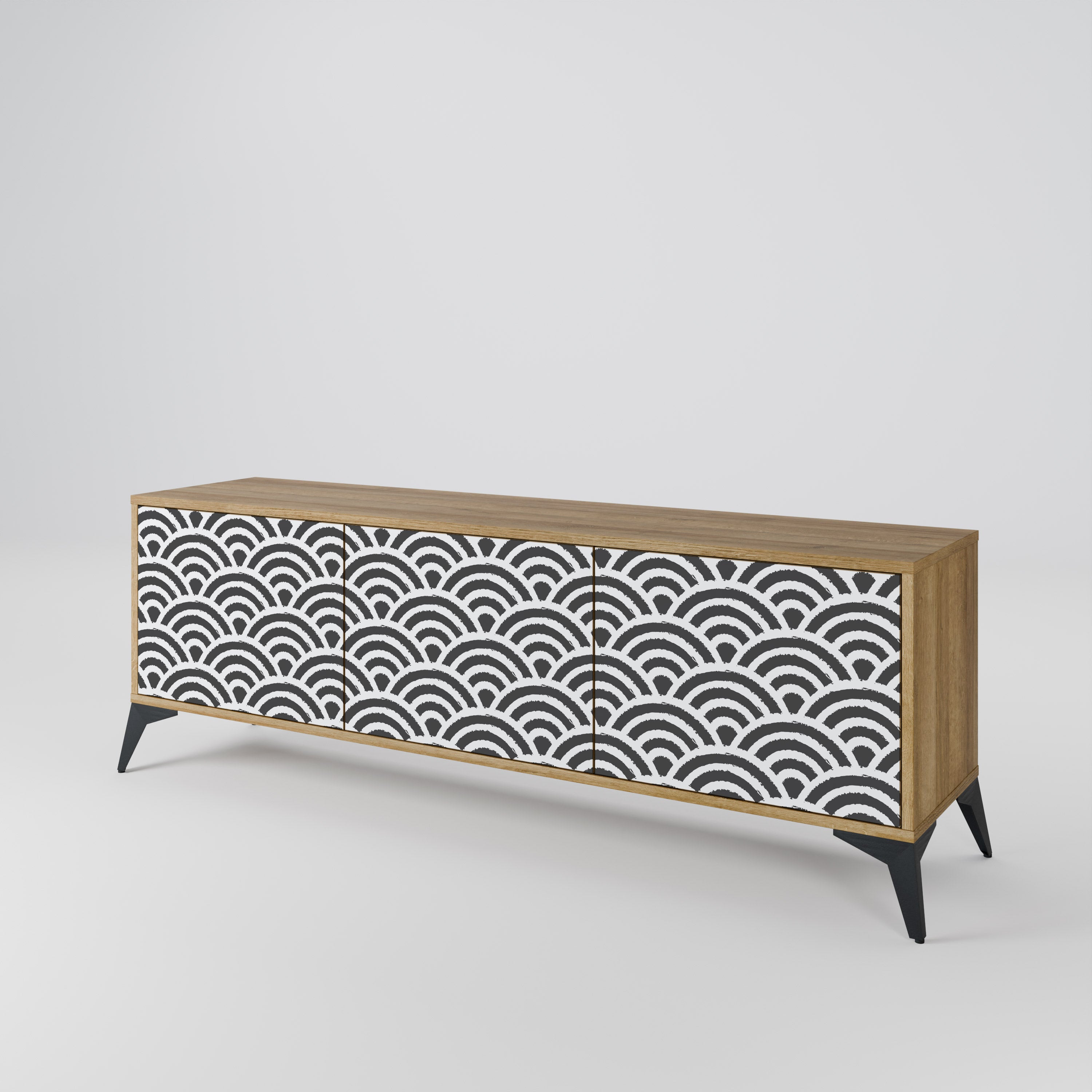Mueble de TV de 3 puertas GLOOMY HOST con efecto roble