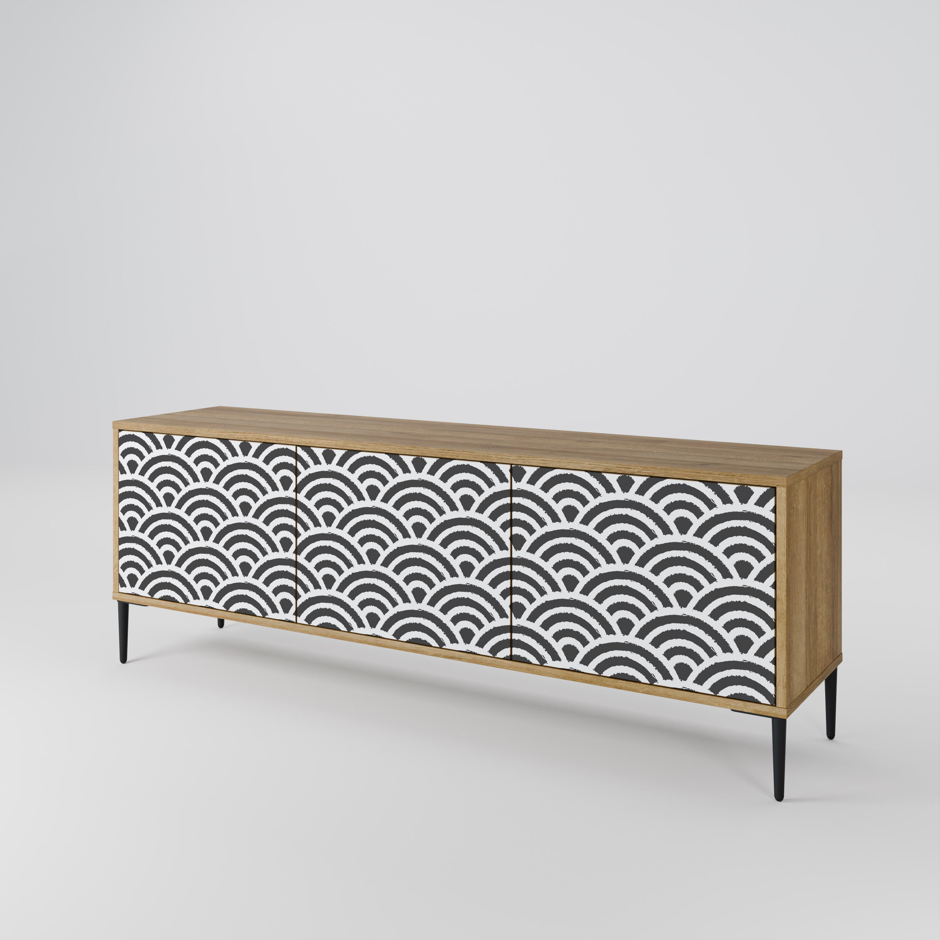 Mueble de TV de 3 puertas GLOOMY HOST con efecto roble
