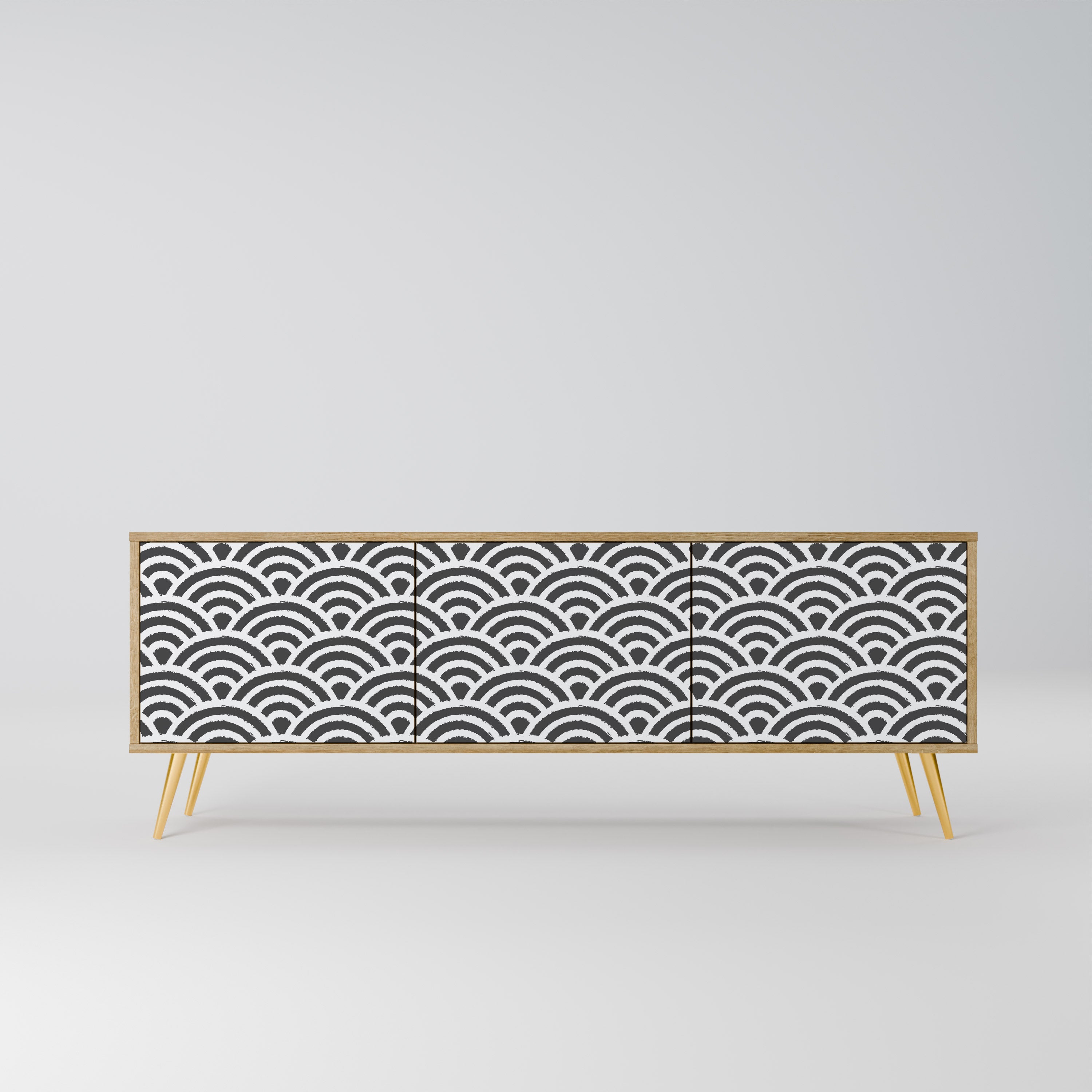 Mueble de TV de 3 puertas GLOOMY HOST con efecto roble