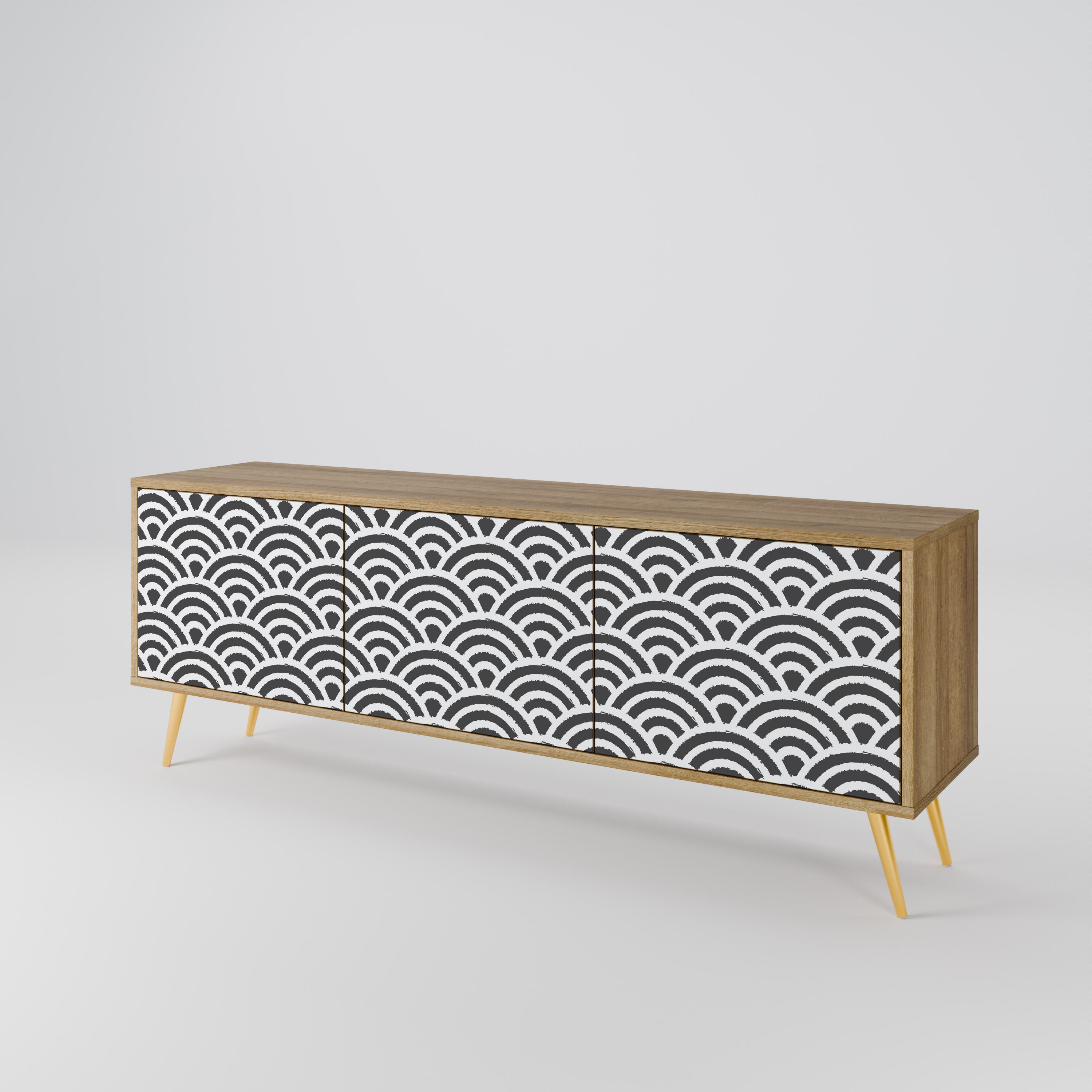 Mueble de TV de 3 puertas GLOOMY HOST con efecto roble