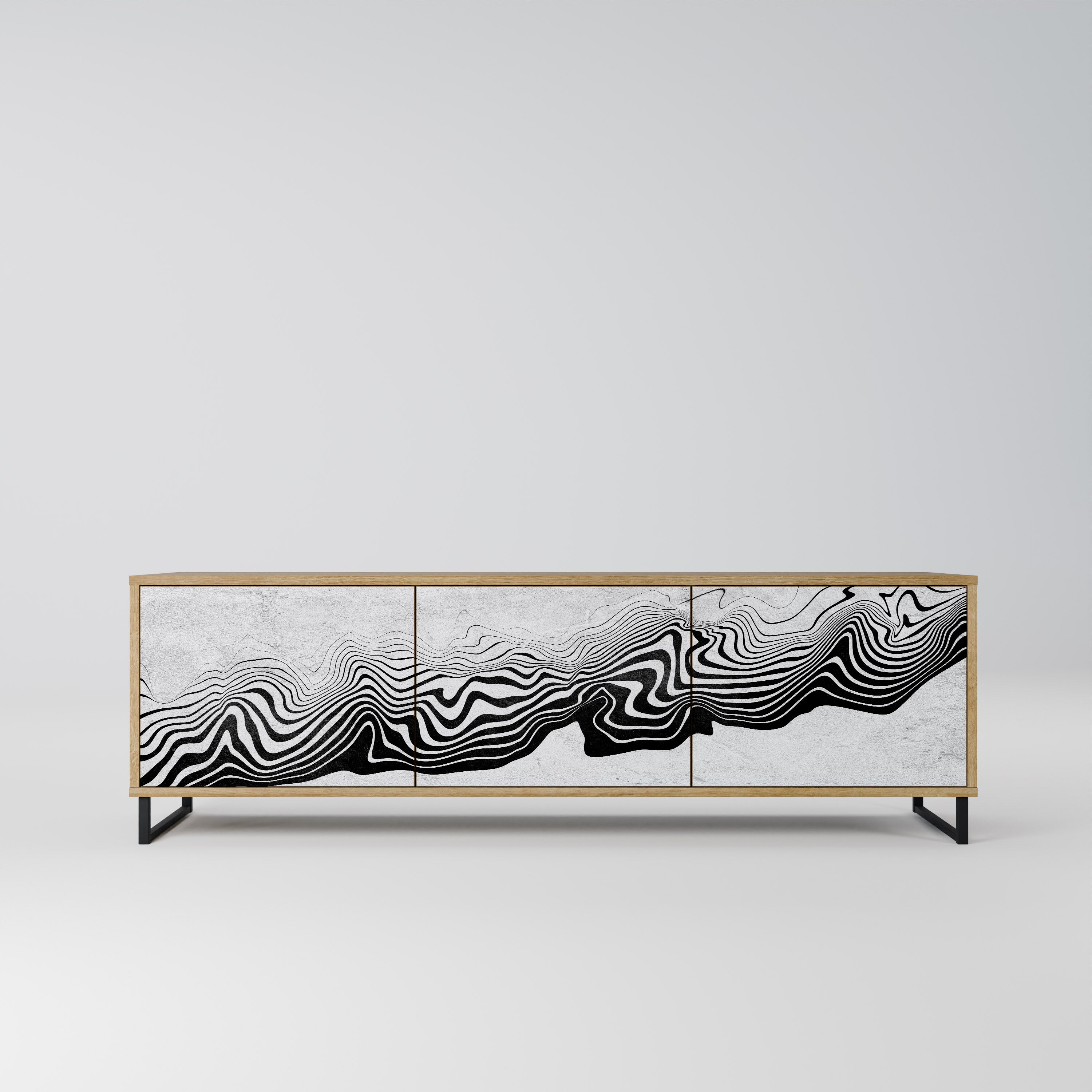 Mueble de TV MIRAGE MONOCROMÁTICO de 3 puertas con efecto roble