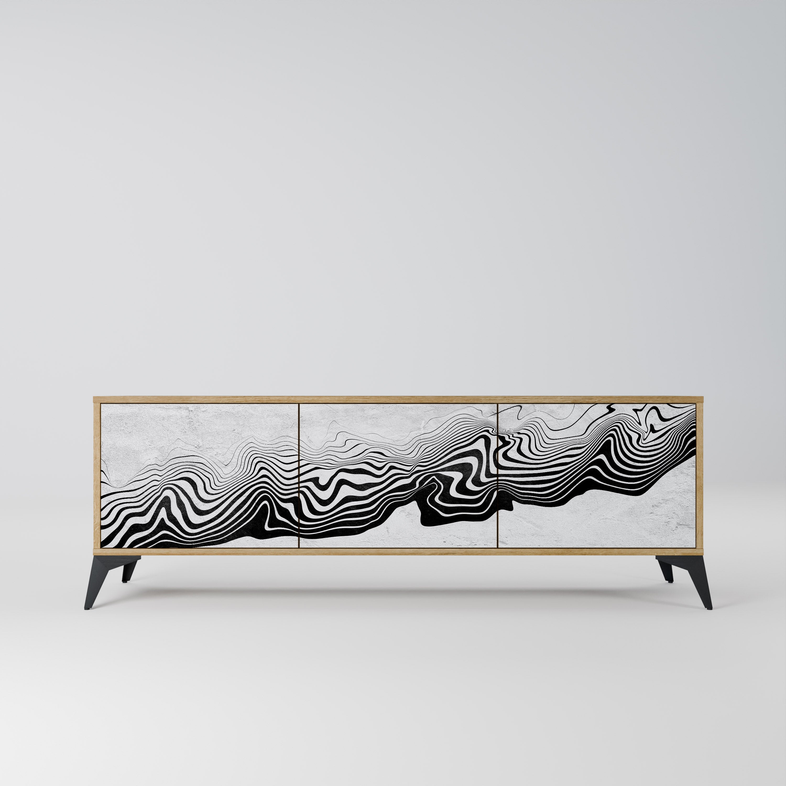 Mueble de TV MIRAGE MONOCROMÁTICO de 3 puertas con efecto roble