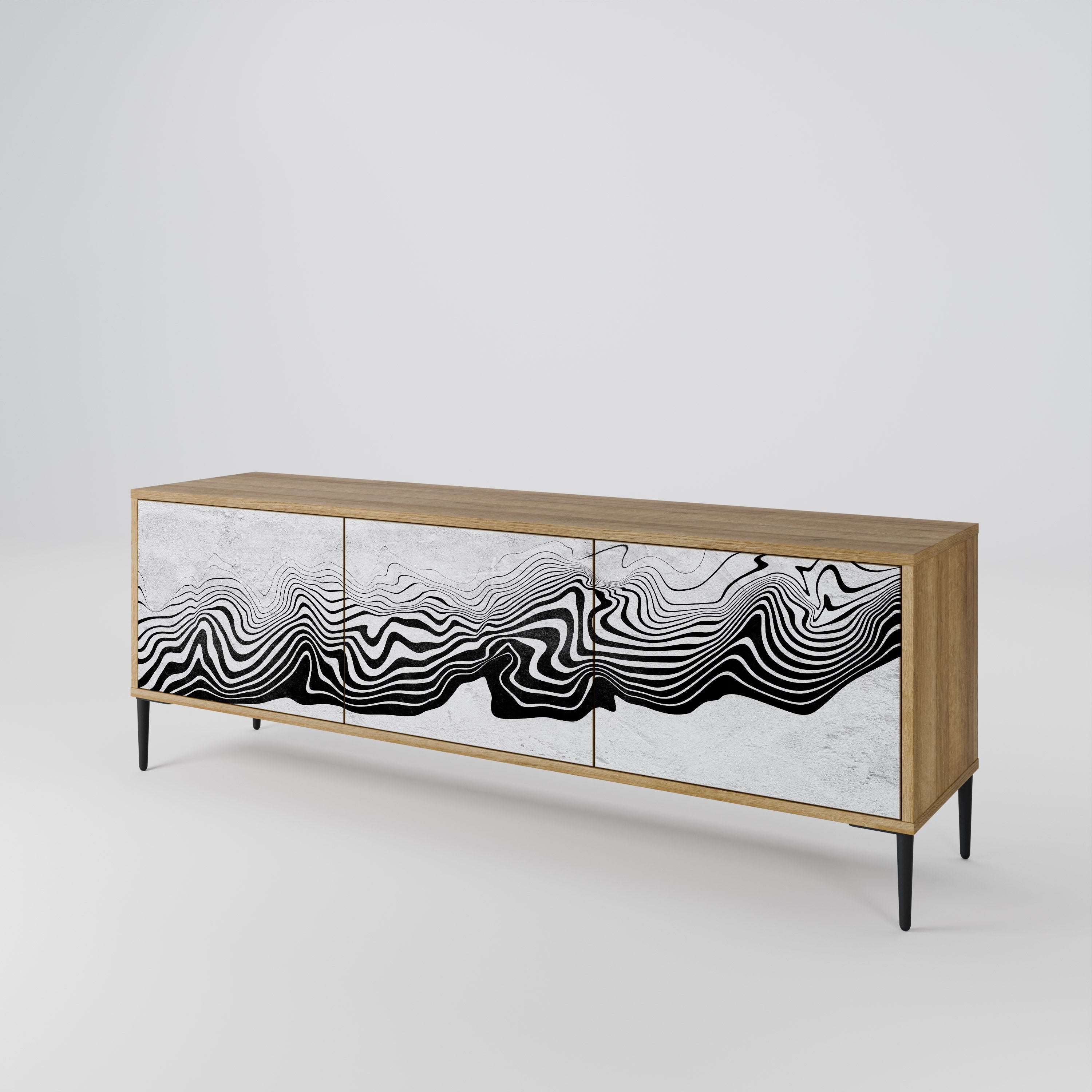 Mueble de TV MIRAGE MONOCROMÁTICO de 3 puertas con efecto roble