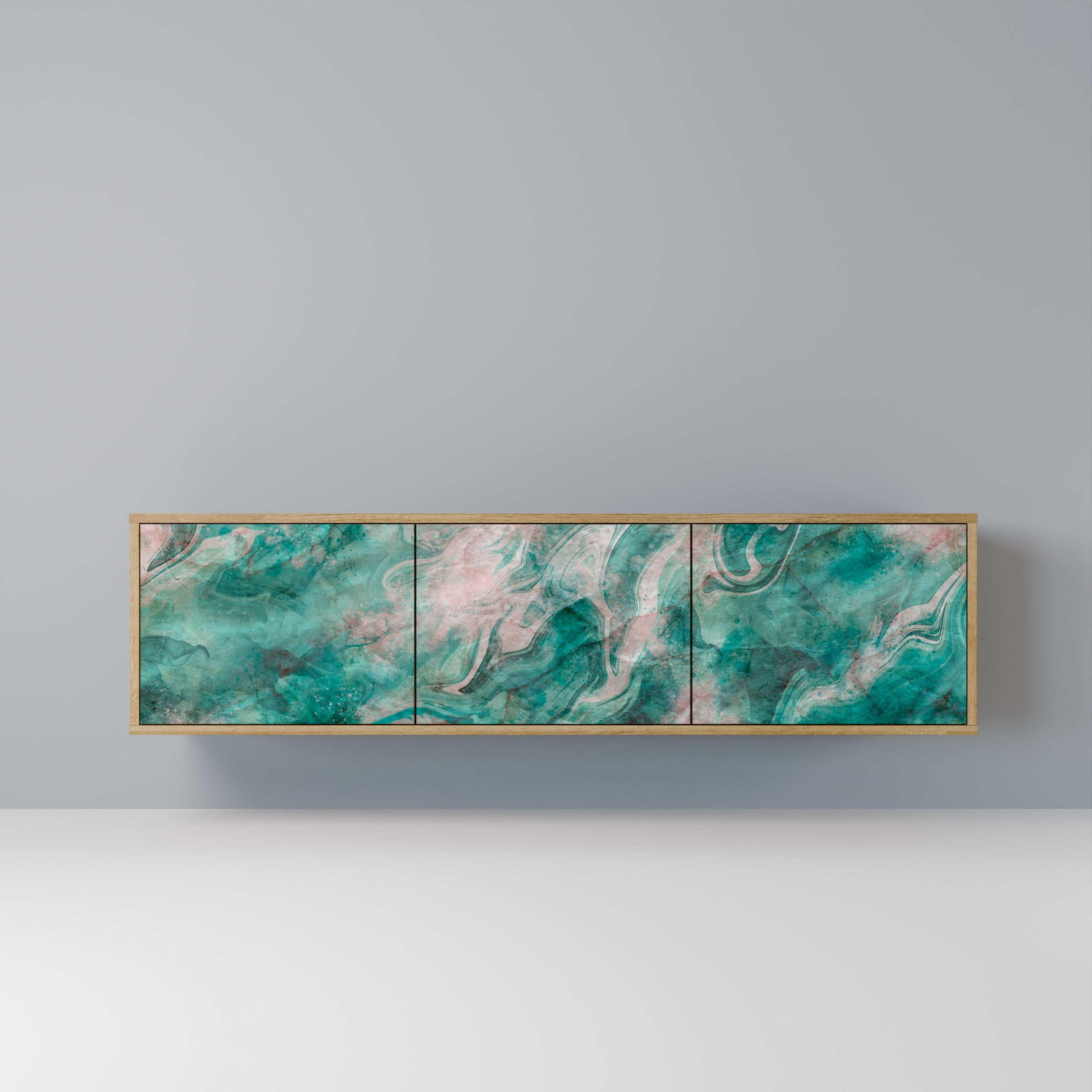 Mueble de TV de 3 puertas ABSTRACT ALCHEMY con efecto roble